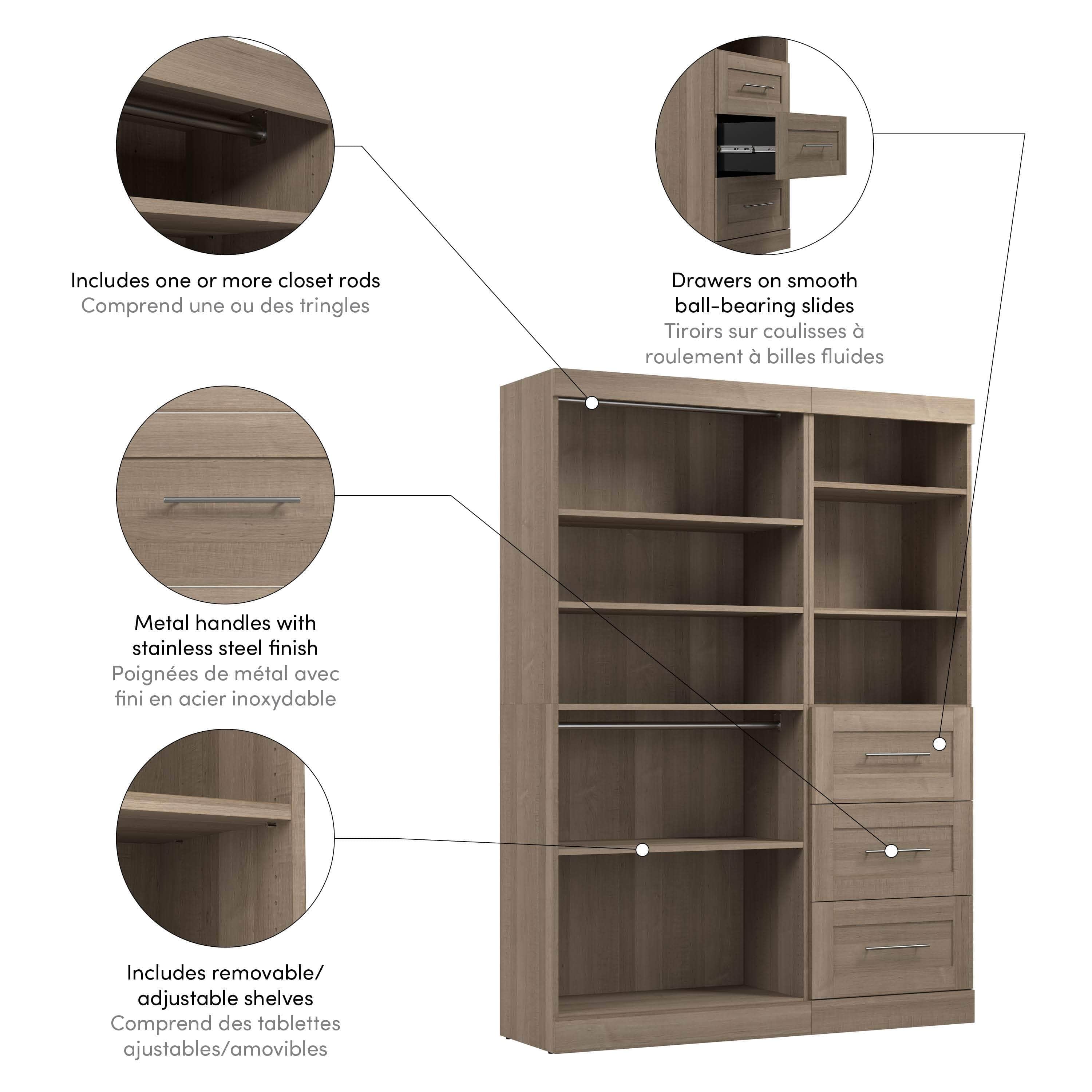 61W Closet Organizer with 7 Color Options - Space Saving Storage Solution for Bedroom, Closet & Wardrobe Organization