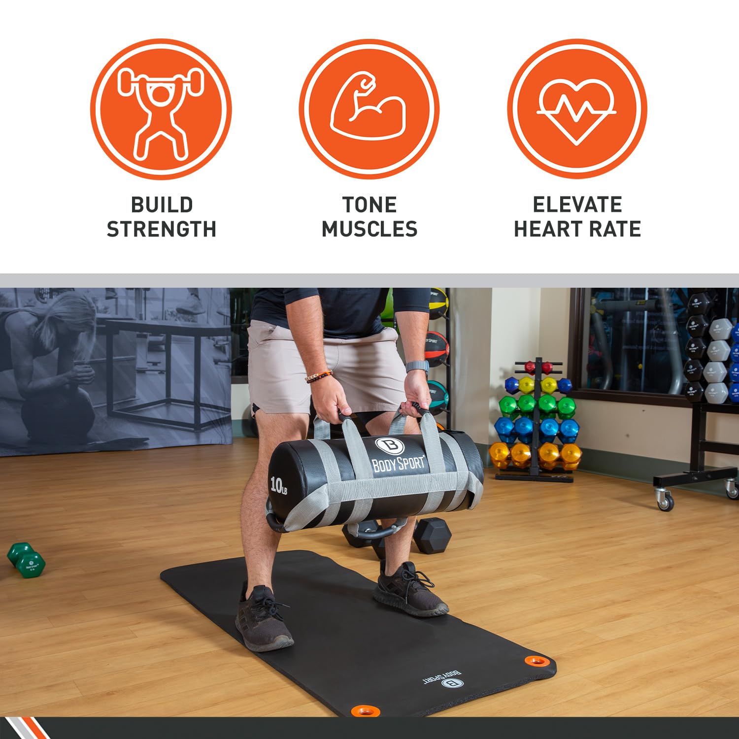 Body Sport Weight Training Bags - Heavy Duty Weighted Fitness Bag for Strength Training, Conditioning & Workouts - Perfect for Home Gym, CrossFit & MMA Training