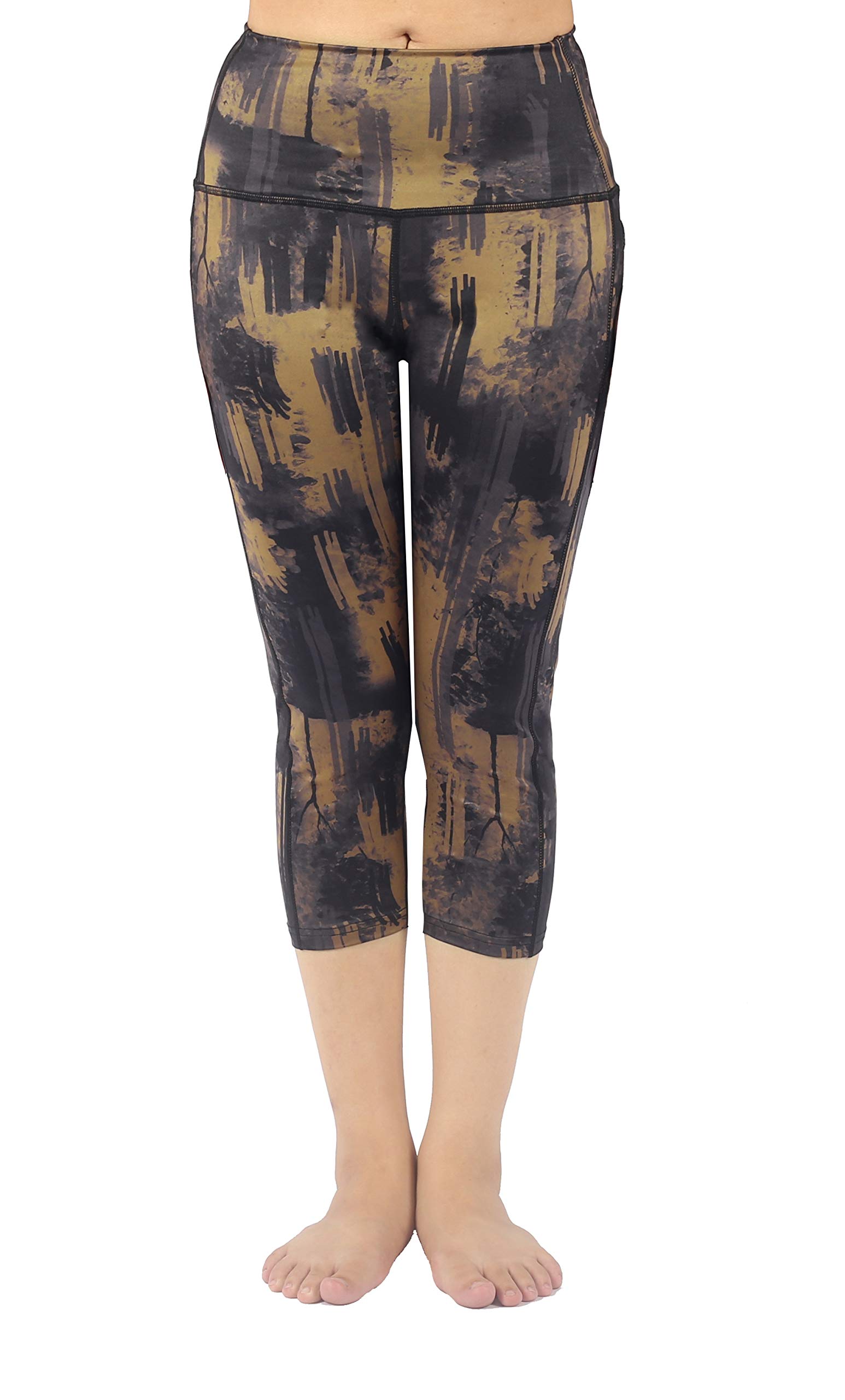 Zinmore Women's Printed Yoga Capris Pants - High Waisted Workout Leggings with Pockets for Running, Gym & Lounge - Moisture Wicking Stretchy Athletic Pants