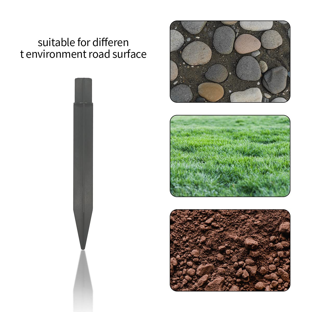 Zhuohai 6-Pack 8.25 Inch Heavy Duty Ground Spikes for Solar Lights - ABS Plastic Replacement Stakes Compatible with Pathway Lights, Garden Lights & Torch Lights (0.83