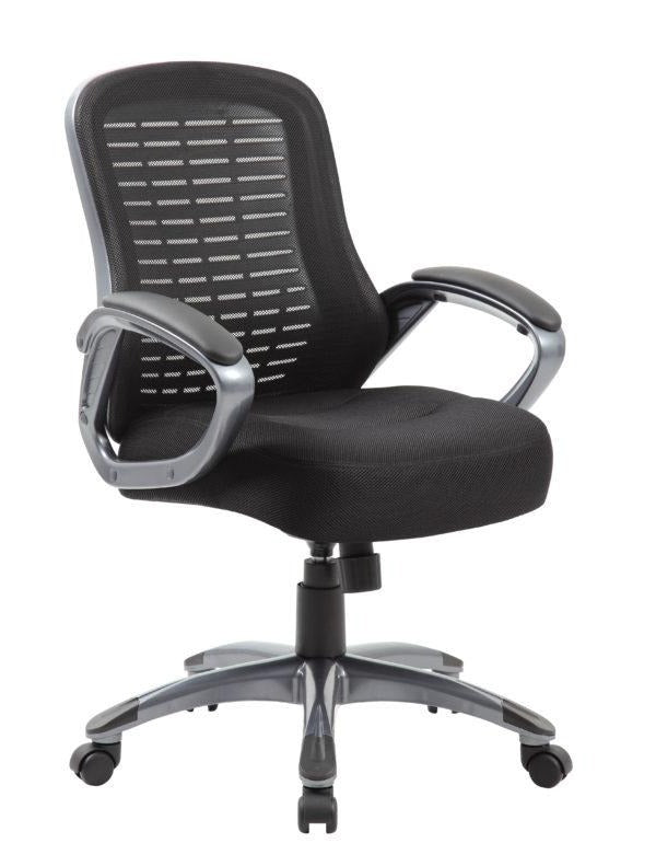 Ergonomic Boss Ribbed High Back Mesh Office Chair B6756 - Adjustable Lumbar Support & Breathable Design for Home & Office Workspaces