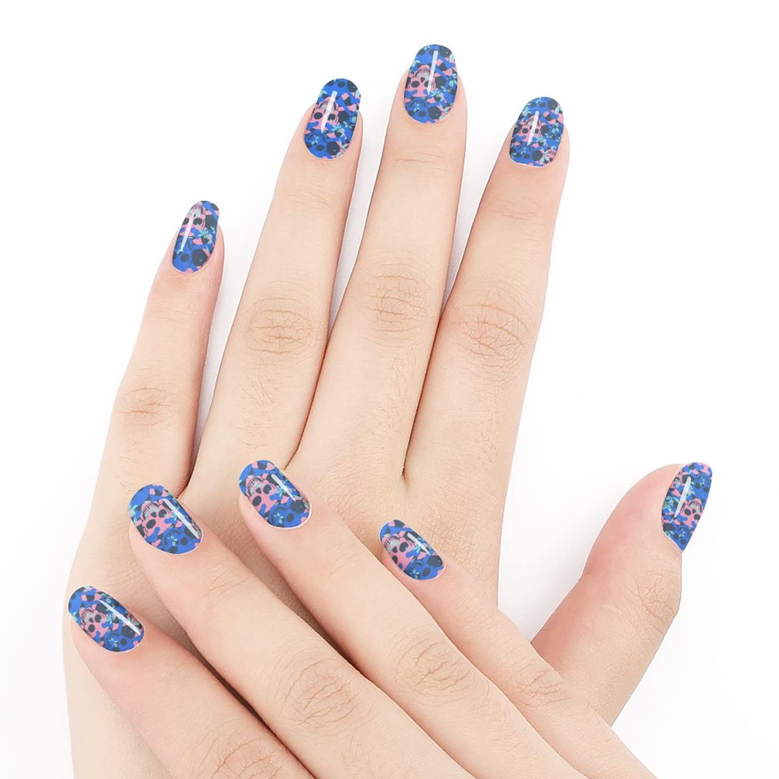 Skull Nail Stickers for Women & Girls - Self-Adhesive Waterproof Nail Art Wraps - Cute DIY Nail Decals for Manicure, Wedding & Party Decor - Perfect for Halloween, Cosplay & Special Occasions
