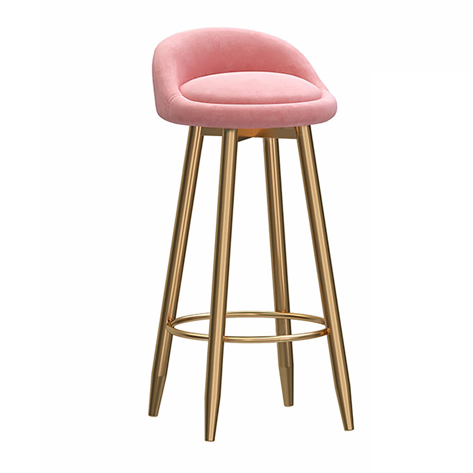 Modern Round Velvet Bar Stools with Gold Footrest - Counter Height Stools for Kitchen, Breakfast Nook, Coffee Shop & Home Balcony - Comfortable Dining Chairs for Bars, Restaurants & Outdoor Entertaining