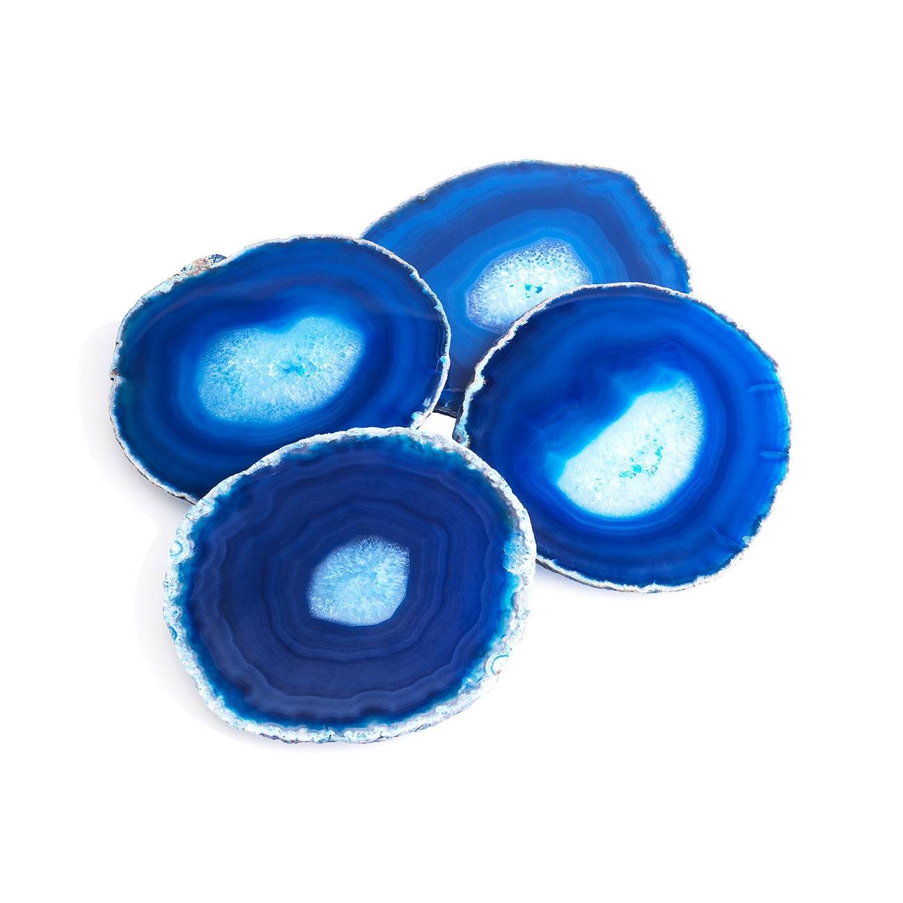 Premium Rablabs Pedra Coasters Set of 4 - Elegant Azure Stone Drink Coasters for Coffee Tables, Bars & Home Decor - Perfect for Protecting Surfaces from Spills & Stains
