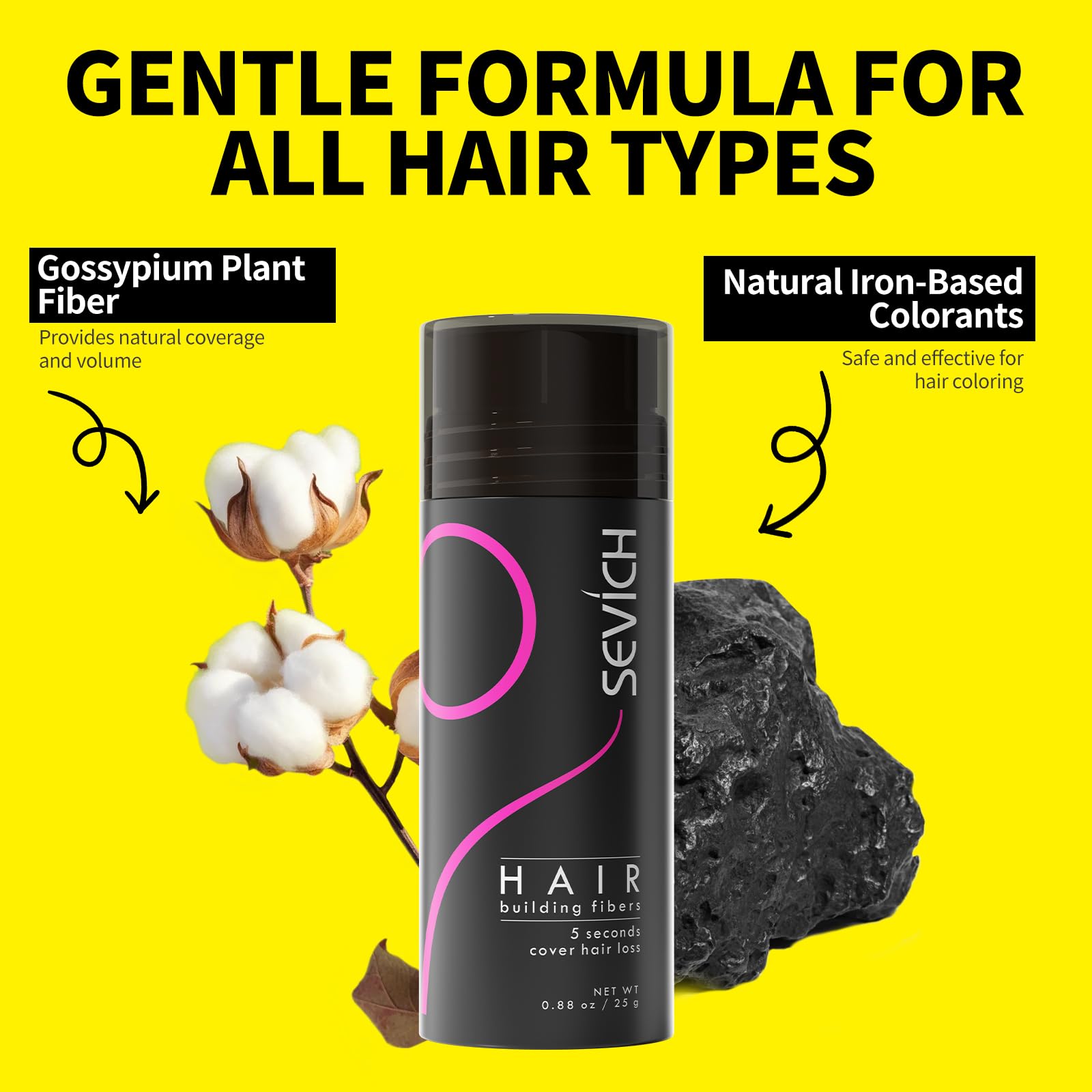 SEVICH Hair Building Fibers for Thinning Hair - Instant Thicker & Fuller Look - Natural Hair Powder for Men & Women - 25g Black - Perfect for Daily Use, Special Occasions & Confidence Boosting