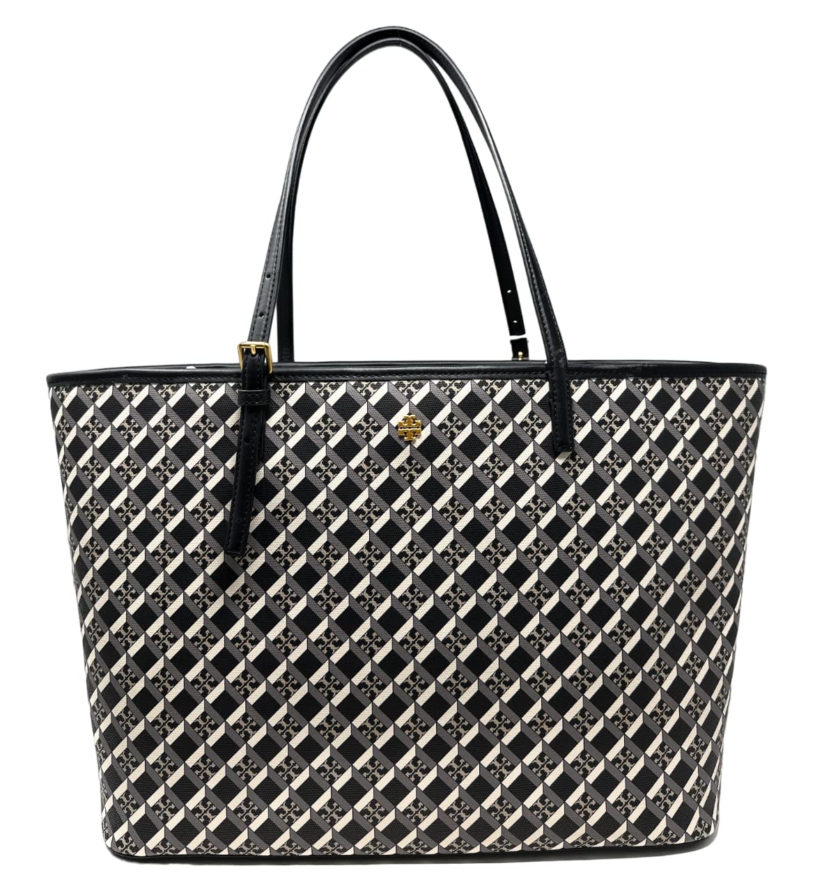 Tory Burch Large Canvas Geo Logo Tote Bag for Women - Stylish Designer Handbag for Work, Travel & Everyday Use
