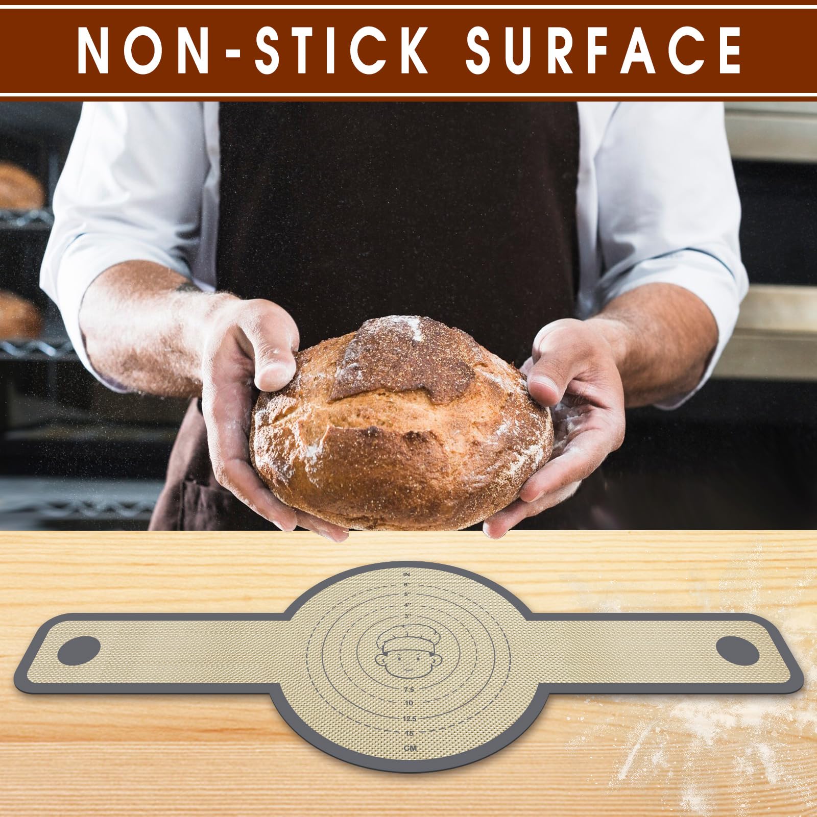 Non-Stick Silicone Bread Sling for Dutch Oven - Oval & Round Reusable Sourdough Baking Mat with Long Handles, Easy to Clean & Transfer Bread (Grey) - Perfect for Artisan Bread, Homemade Sourdough & Dutch Oven Baking