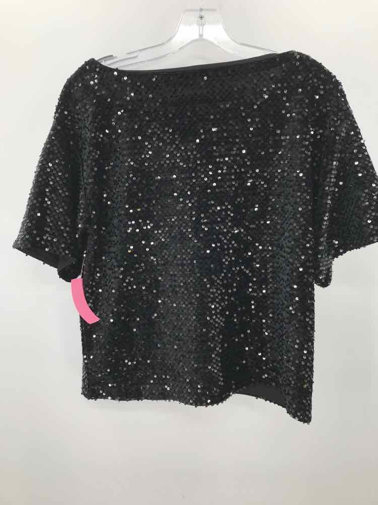 Pre-Owned Ann Taylor Black Sequin Blouse Size Small - Perfect for Holiday Parties, Date Nights & Special Occasions