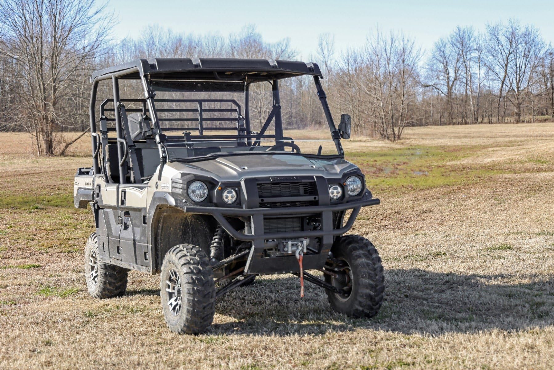 Rough Country 98115150 Full Front Windshield for Kawasaki Mule Pro-FX 4WD UTV - Durable Polycarbonate Protection for Off-Road Adventures & Farm Work
