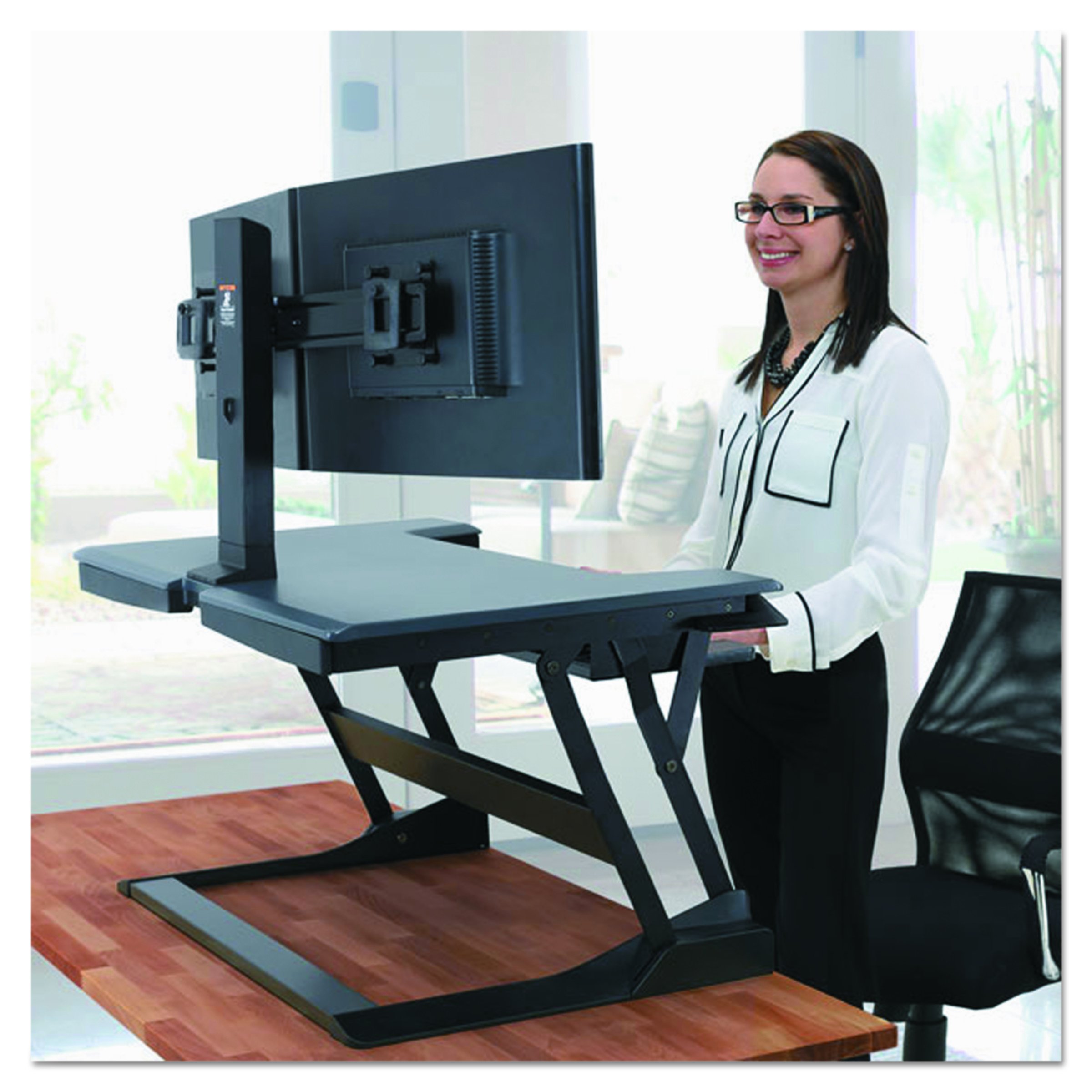 Ergotron WorkFit Dual Monitor Stand (97-904) - Adjustable Height Monitor Arm for Office & Home Workspaces - Perfect for Dual Screen Setup, Computer Workstations & Ergonomic Desks
