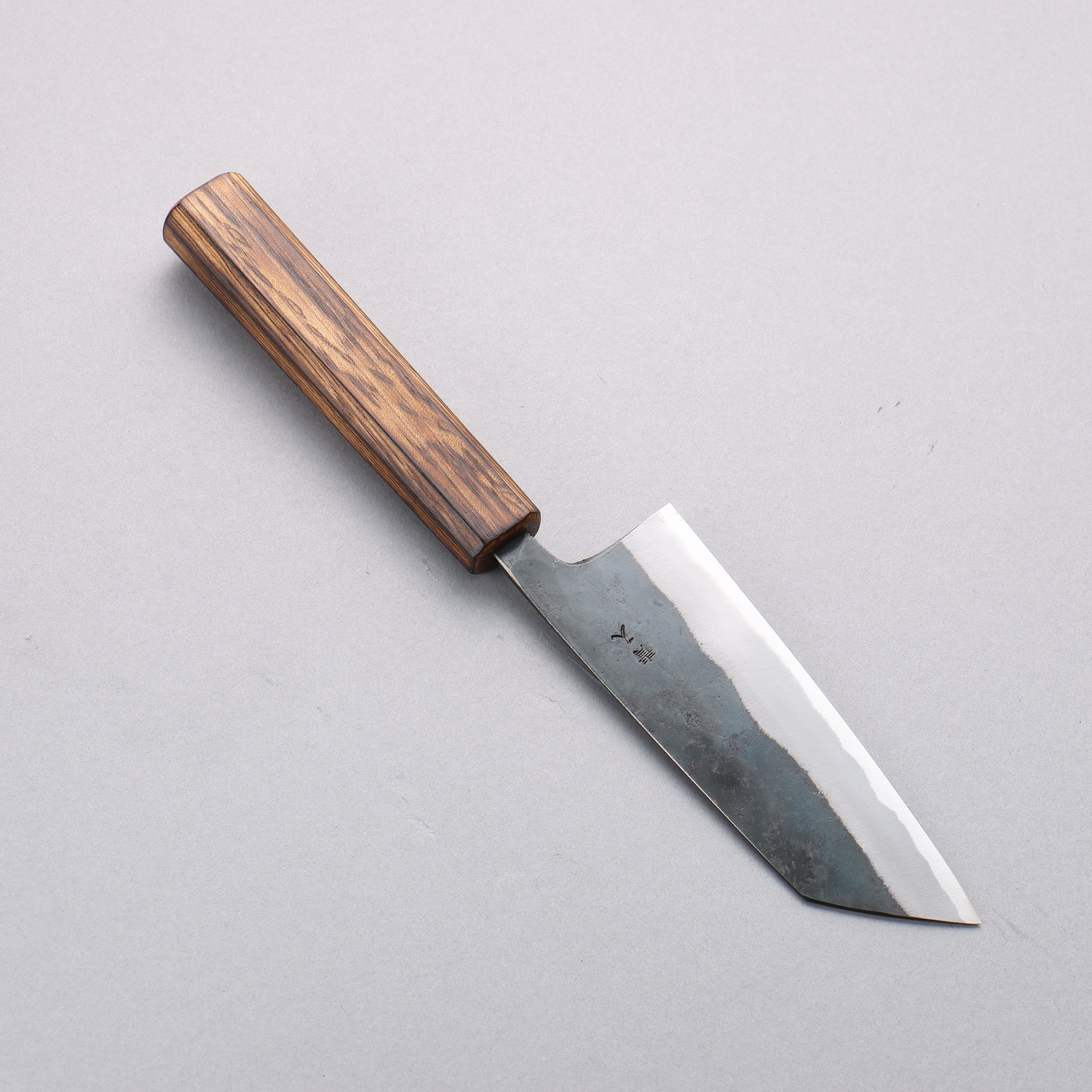 Oul Blue Steel No.2 Black Finished Small Bunka Knife 125mm with Oak Handle - Perfect for Home Cooking, Sushi Preparation & Vegetable Chopping