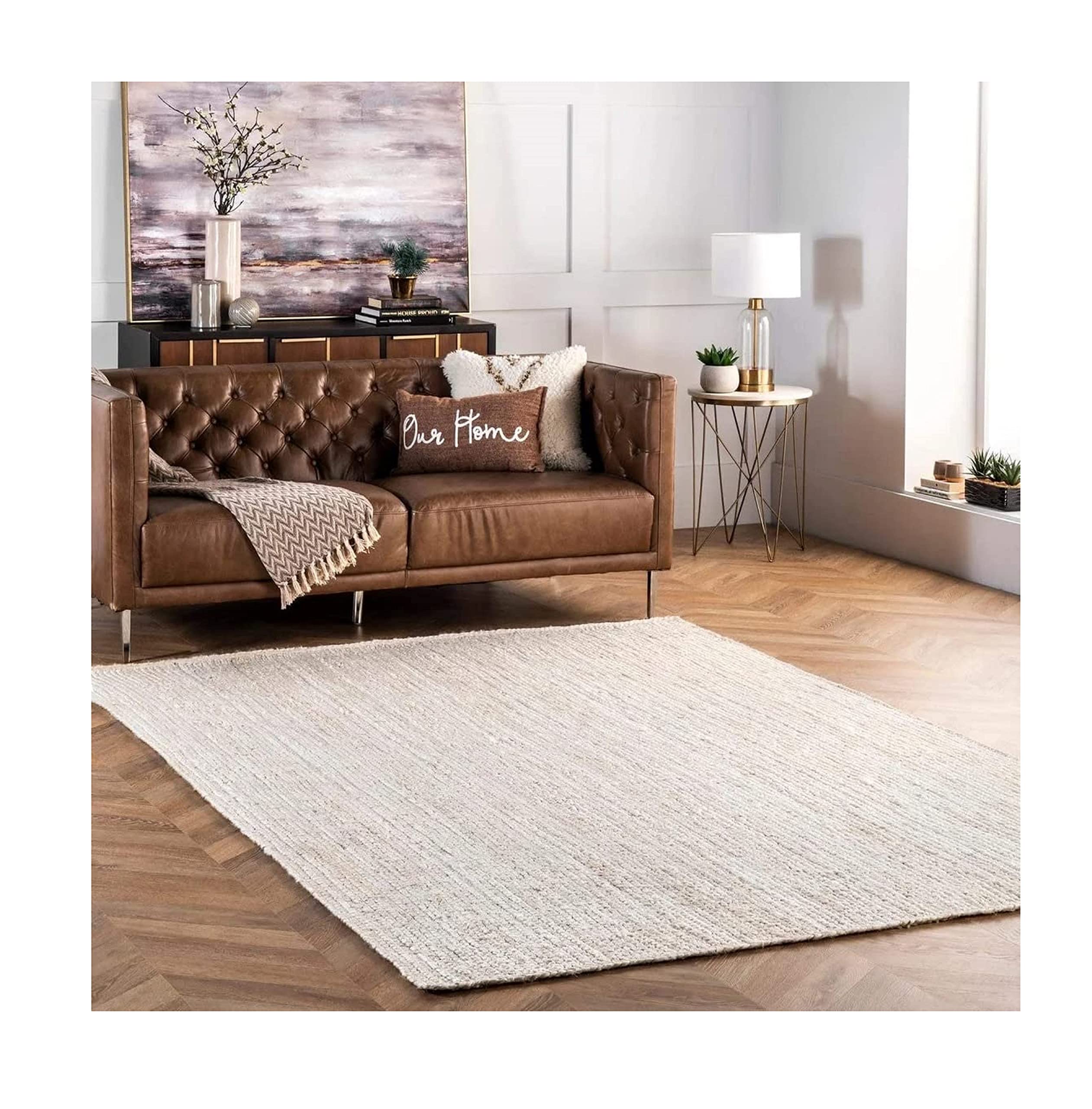 Large 4x6 Feet Braided Jute Area Rug - Handmade Indian Jute Rug for Bedroom & Living Room | Eco-Friendly Natural Fiber Floor Mat by Jaipur Craft Villa | Perfect for Boho Decor, Farmhouse Style & Cozy Home Interiors
