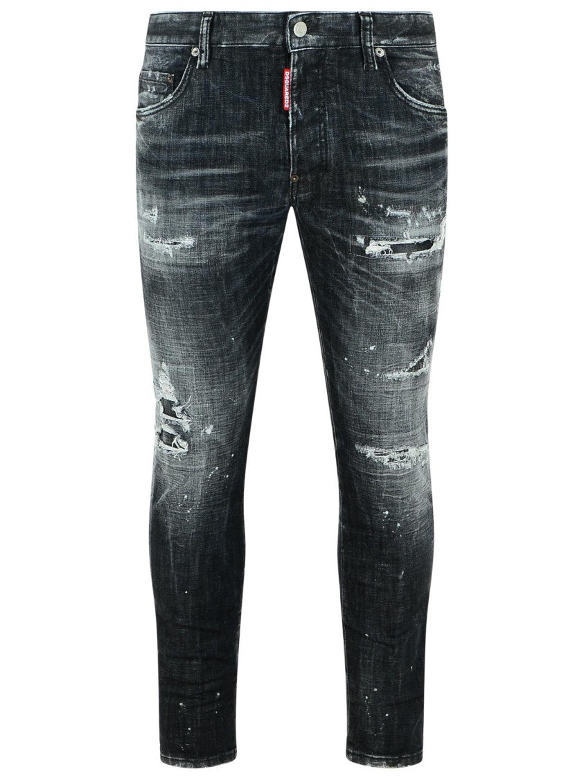 Skater Bleached Black Cotton Jeans for Men & Women | High Waist Stretch Denim Pants | Streetwear Fashion for Skateboarding & Casual Outfits