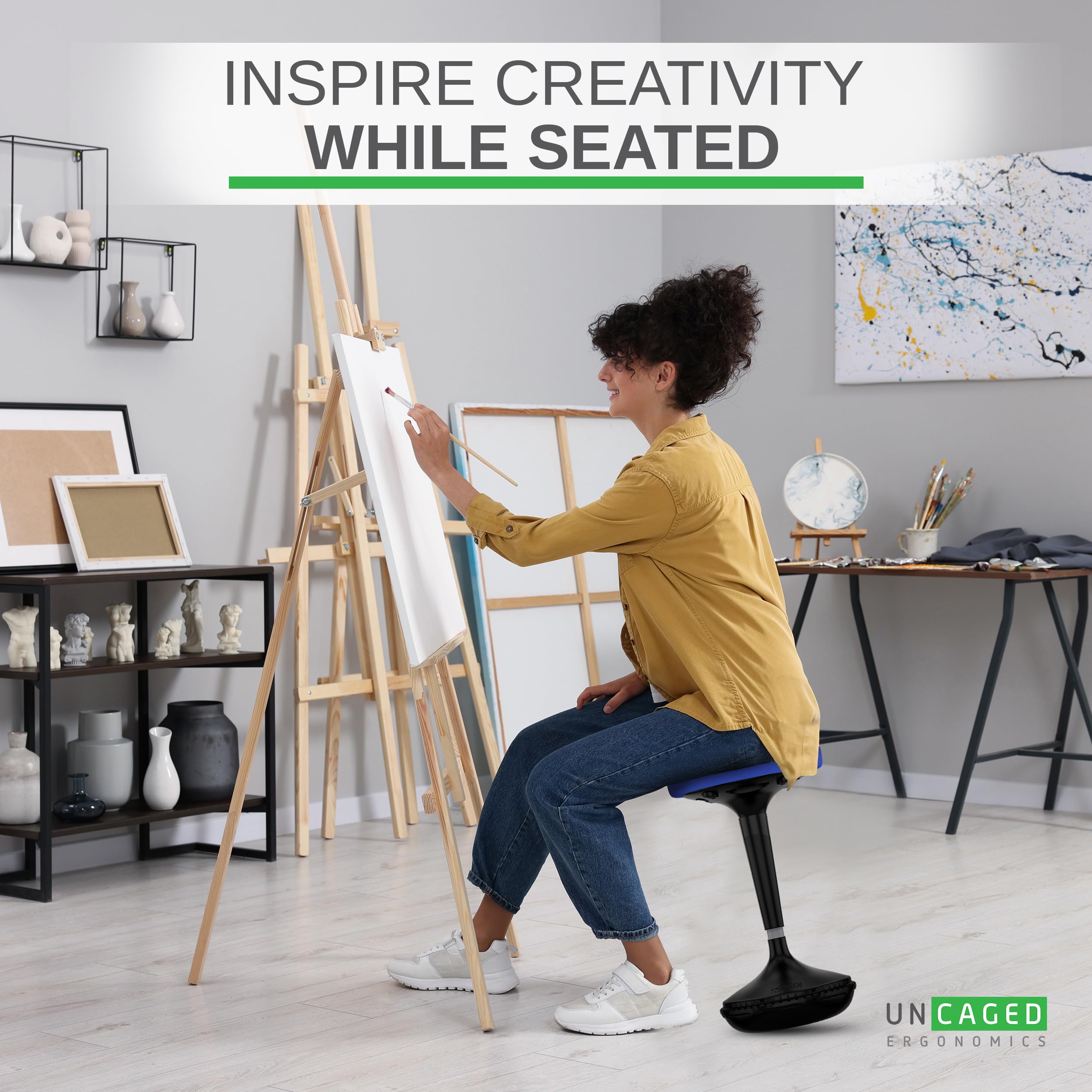Ergonomic Wobble Stool - Adjustable Height Active Sitting Chair for Standing Desk, Office & Classroom - ADHD Friendly Flexible Seating Solution for Adults & Kids - Perfect for Home Office, School and Workstations