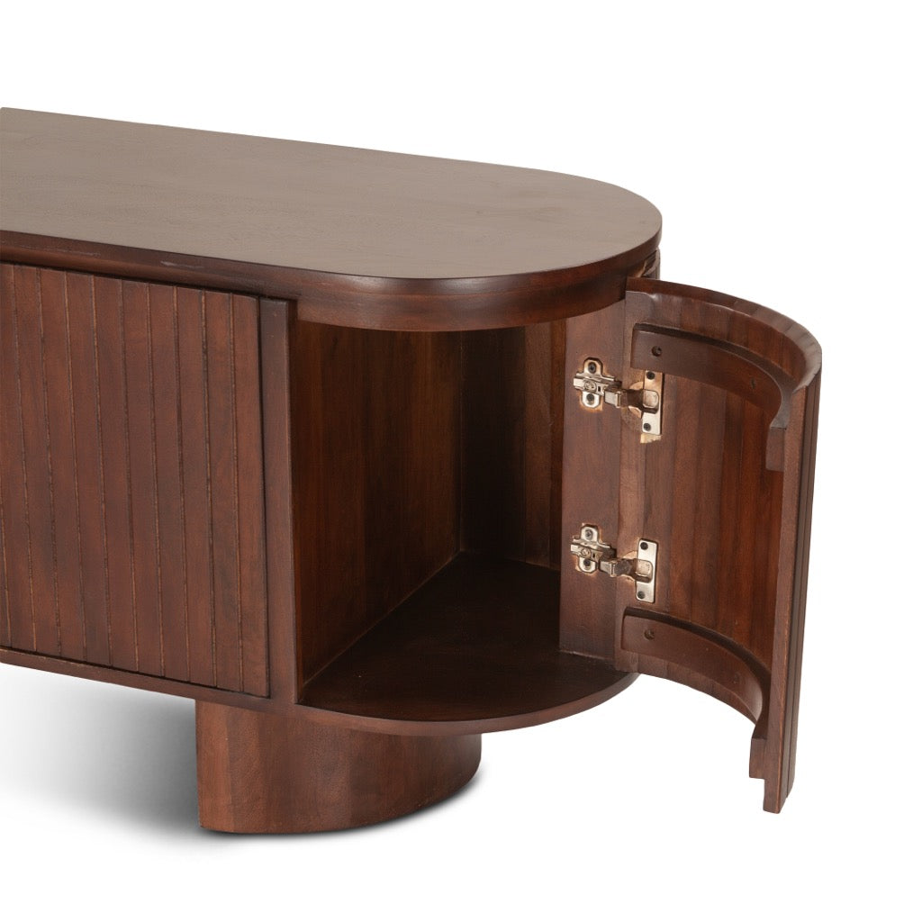 Athena Media Cabinet - Solid Aged Mahogany TV Stand with Storage Shelves | Perfect for Living Room, Home Theater & Entertainment Center Organization