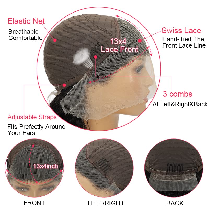 28 Inch Deep Wave Lace Front Wigs Human Hair - Pre Plucked 180% Density Wet & Wavy Glueless HD Transparent Lace - 13x4 Lace Frontal Wigs with Baby Hair for Women - Perfect for Daily Wear, Cosplay, Weddings & Special Occasions