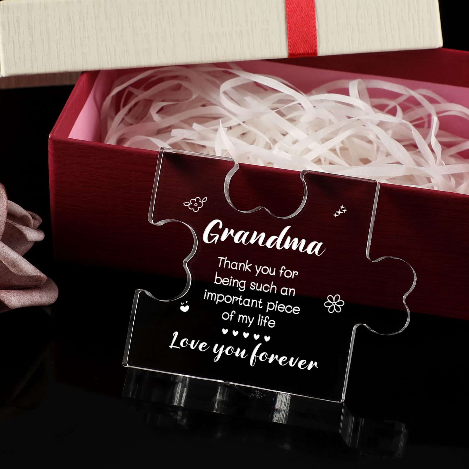 Funnli Acrylic Plaque for Grandma - Mother's Day Birthday Gift - 3.35x2.76in Desk Decor for Home Office