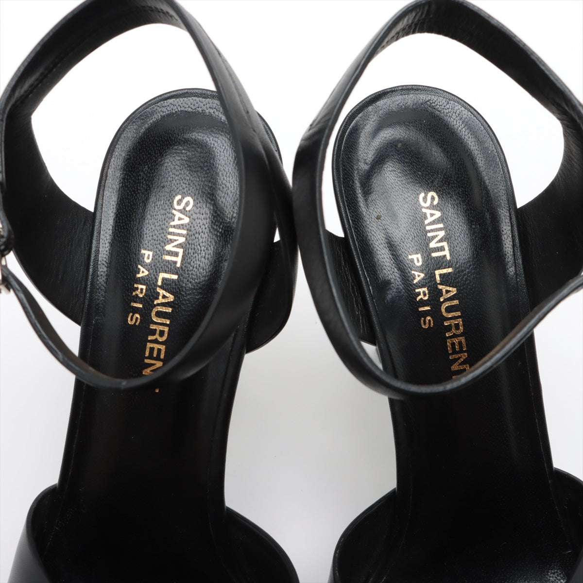 Saint Laurent Paris Black Leather Heel Sandals for Women - Luxury High Heel Dress Sandals for Evening Parties, Weddings & Special Occasions