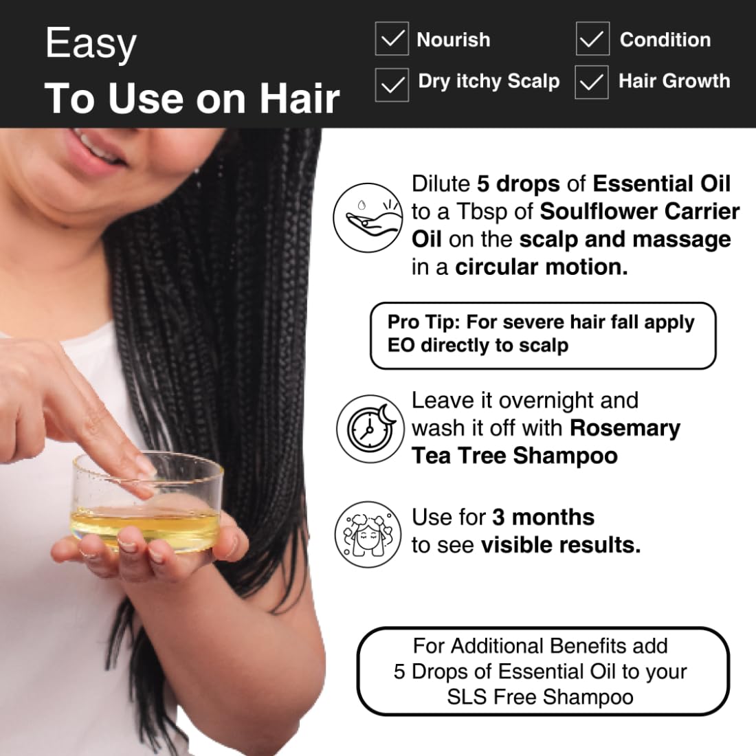 Organic Rosemary & Castor Oil for Hair Growth & Skin Care - 100% Pure Natural Ecocert Certified Essential Oil (2 Pack, 240ml) - Promotes Thicker Hair & Hydrates Dry Skin for Men & Women
