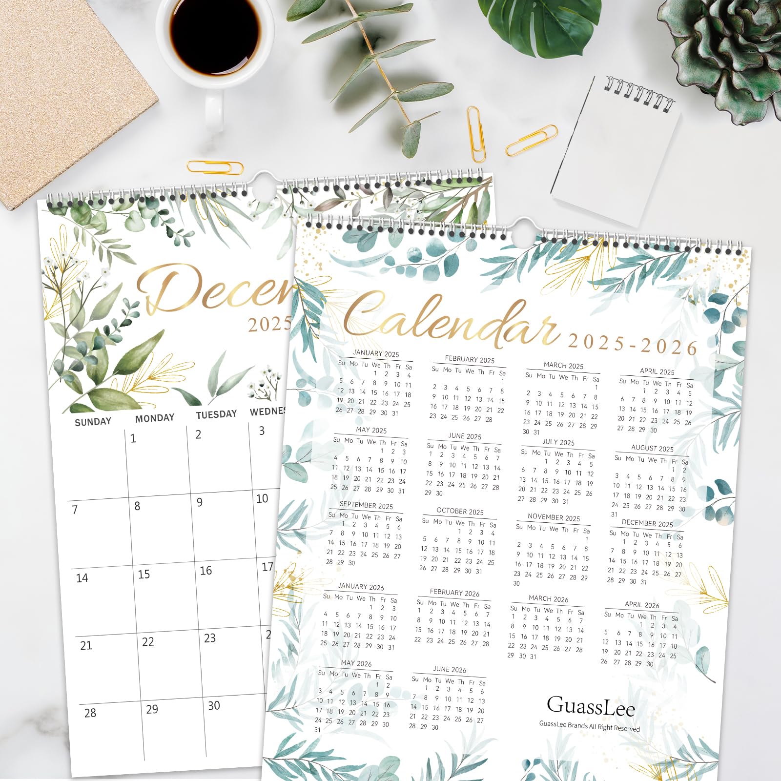 GuassLee 2025-2026 Wall Calendar - 18 Month Hanging Planner (January 2025 to June 2026) - 14