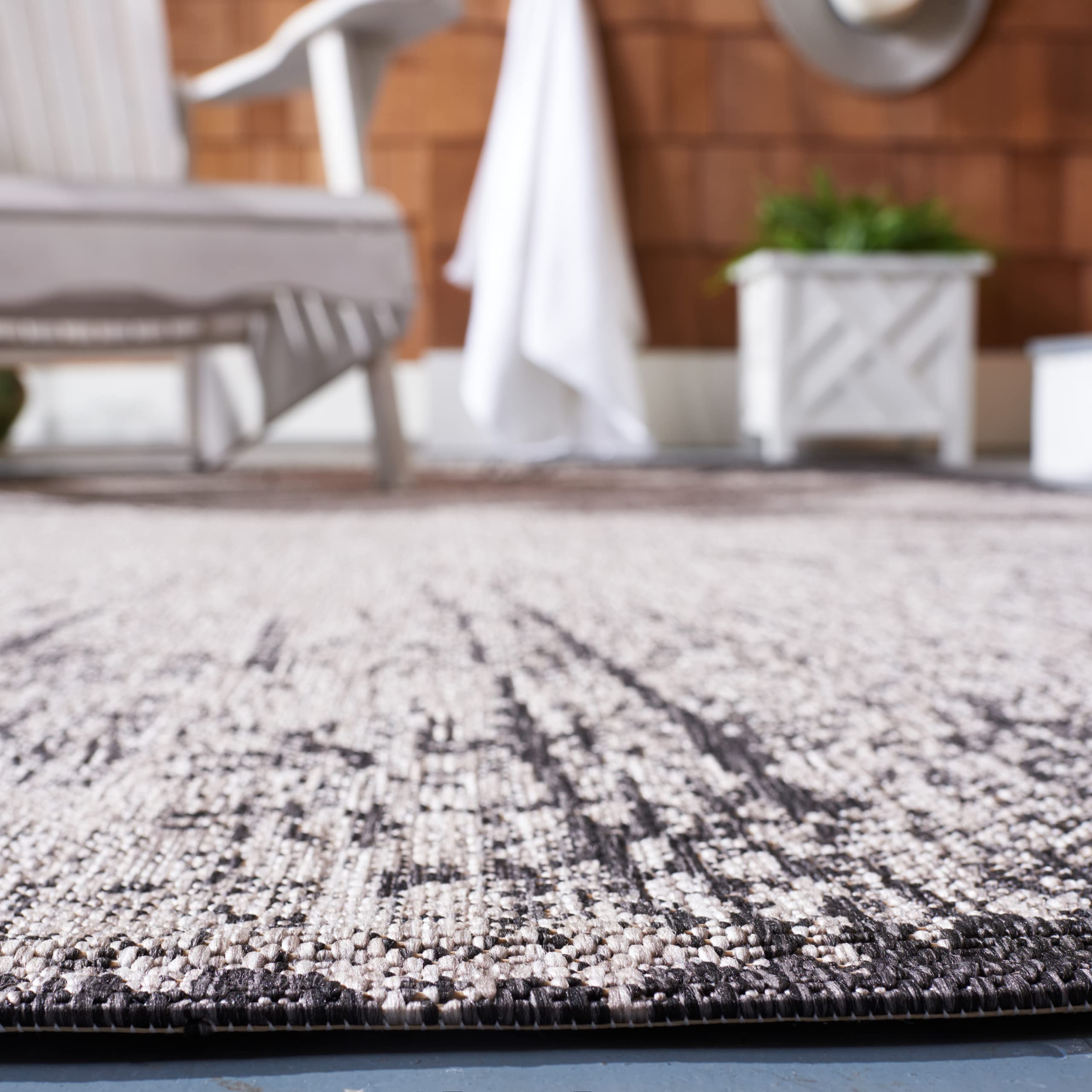 SAFAVIEH Courtyard Collection 9' x 12' Beige & Black Area Rug - Non-Shedding, Easy Care, Washable Indoor/Outdoor Rug for Living Room, Bedroom, Patio, Backyard & Mudroom (CY8893-36621)
