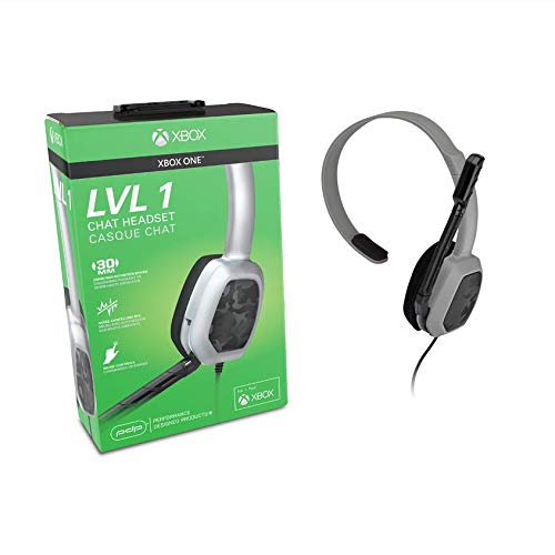 PDP Gaming LVL1 Wired Chat Headset with Noise Cancelling Microphone for Xbox One - Grey Camo Design | Perfect for Online Gaming, Team Communication & Streaming