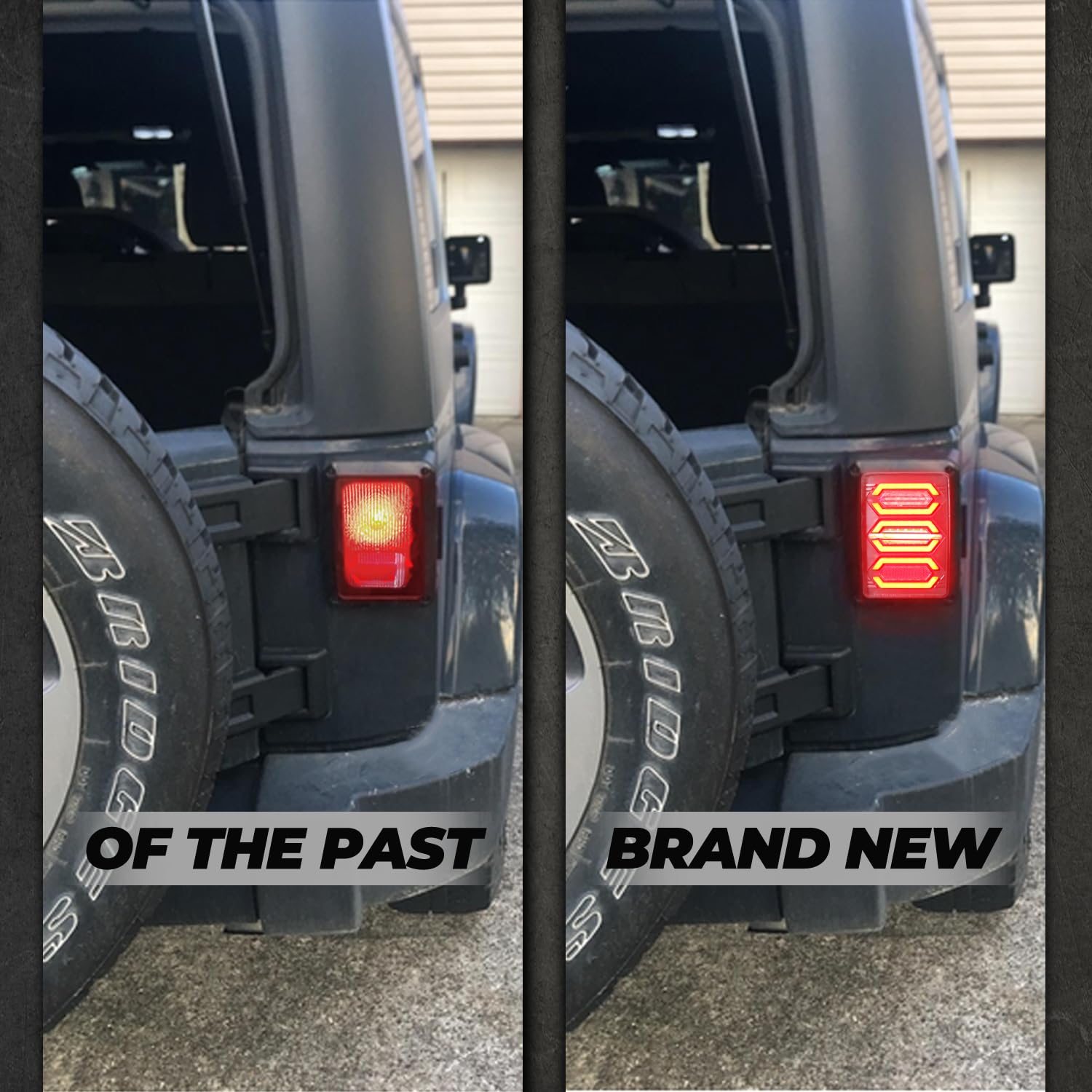 Wrangler JK LED Tail Lights - Black with Clear Lens | Compatible with 2007-2018 Jeep Wrangler JK | Brake Lights, Reverse Lights & DRL | Upgrade for Off-Road & Night Driving Safety