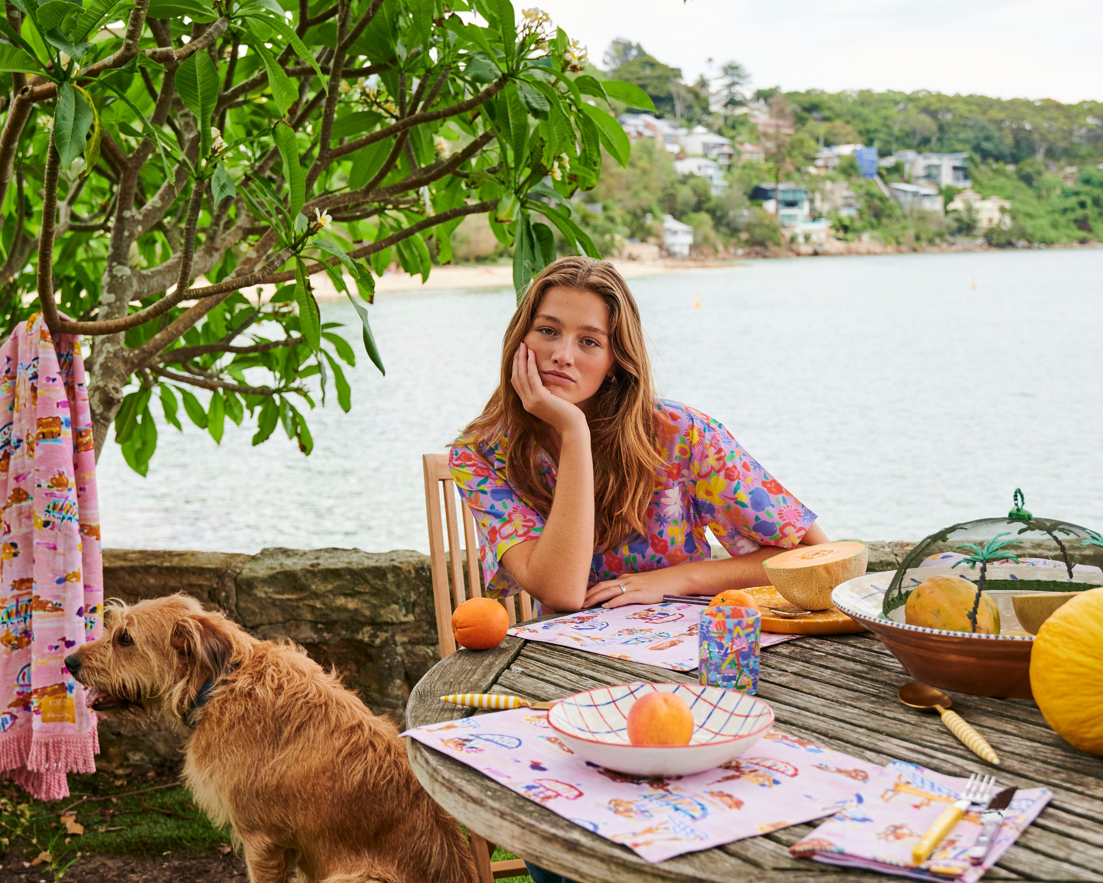 Kip&Co x Ken Done Beach Days Linen 4-Piece Placemat Set - Stylish Coastal Table Setting for Summer Entertaining & Outdoor Dining