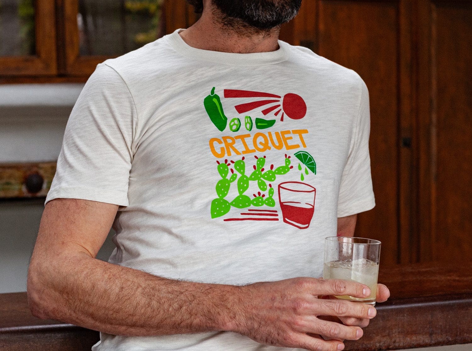 Spicy Marg Slub Graphic T-Shirt in Egret - Stylish Casual Tee for Everyday Wear, Outings & Street Fashion