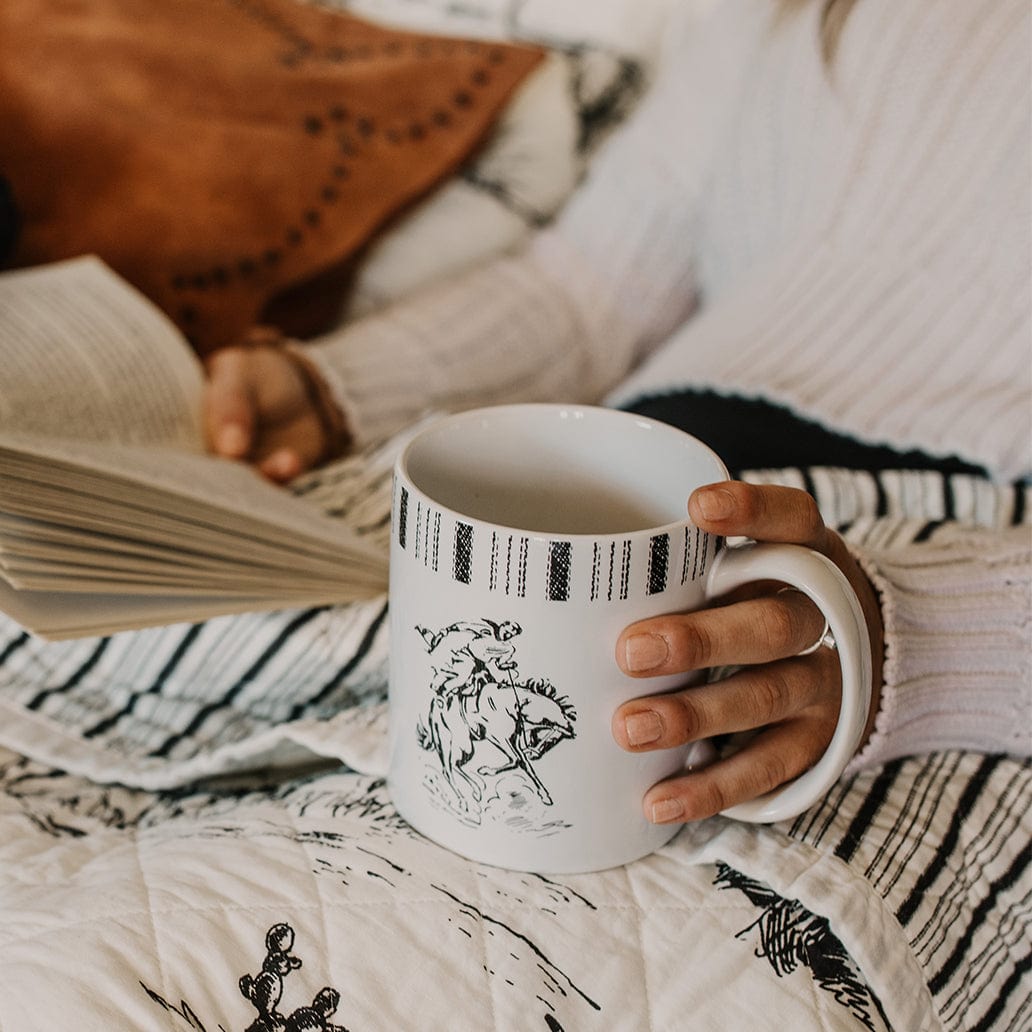 Ranch Life Bronco Mugs Set of 4 - Western Style Coffee Cups for Cowboy, Farmhouse & Country Living - Perfect for Camping, BBQ & Outdoor Adventures