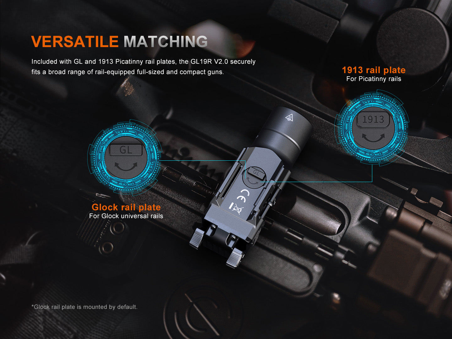 Fenix GL19R V2 Tactical Flashlight - Modular Switch Mounted Weapon Light for Pistols & Rifles - Perfect for Hunting, Home Defense & Tactical Operations