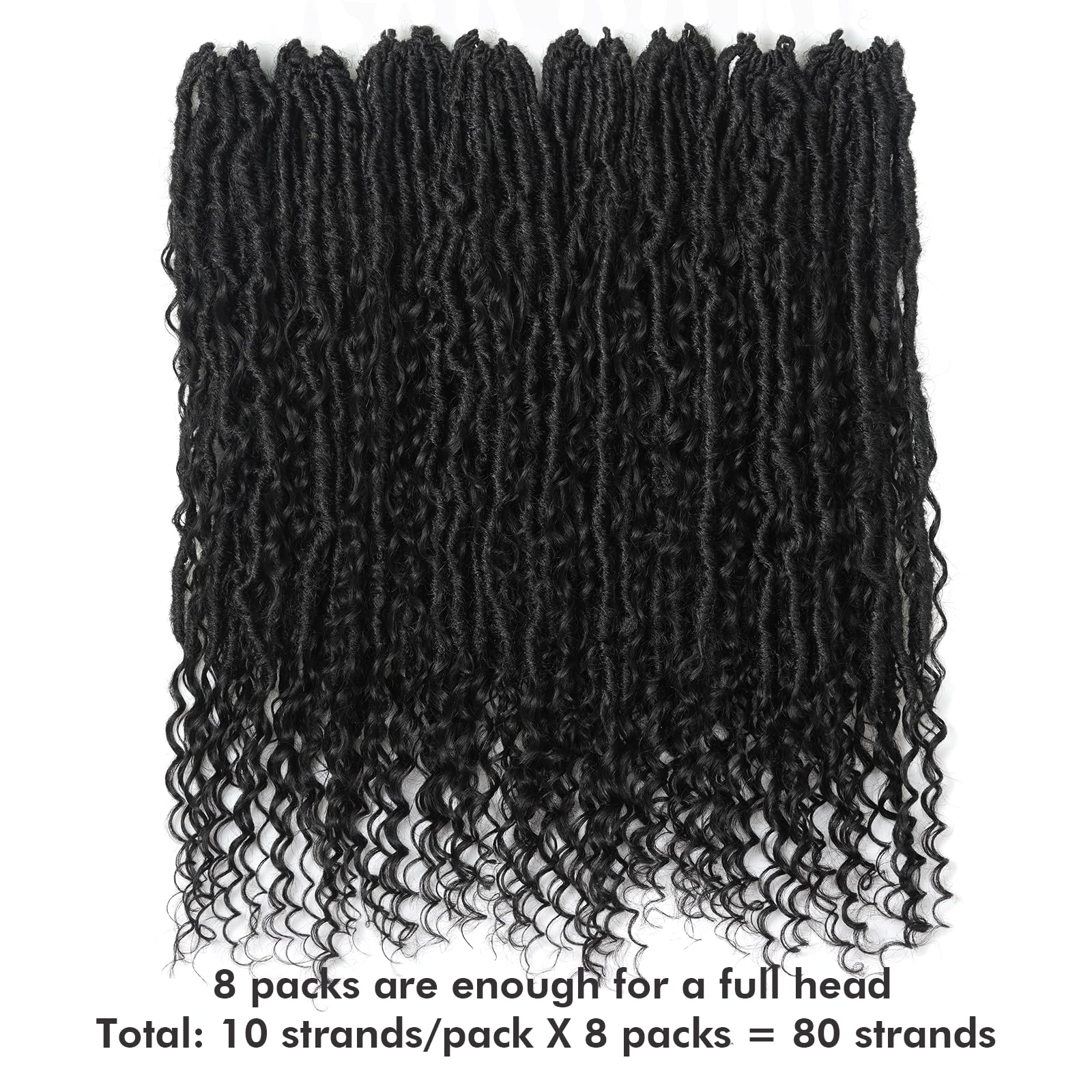 Toyotress 22 Inch Boho Human Hair Locs - 8 Packs (80 Strands) Pre-Looped Crochet Locs with Natural Black Human Hair Curls & Curly Ends for Braiding | Perfect for Protective Styles, Weddings & Everyday Wear