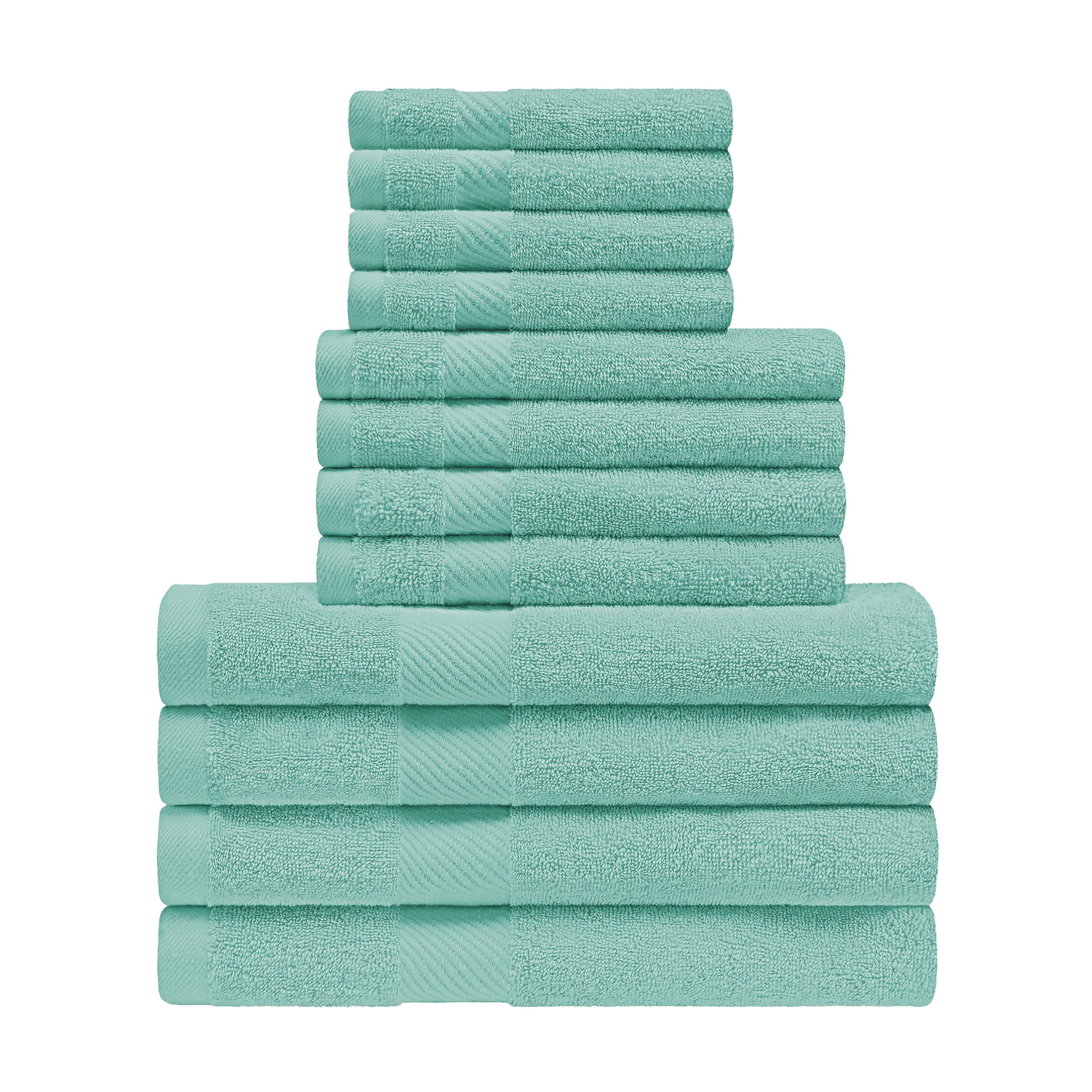 Premium 12-Piece Egyptian Cotton Towel Set - Ultra Soft & Absorbent Bath Towels, Hand Towels & Washcloths - Luxury Spa & Bathroom Essentials for Home & Hotel Use