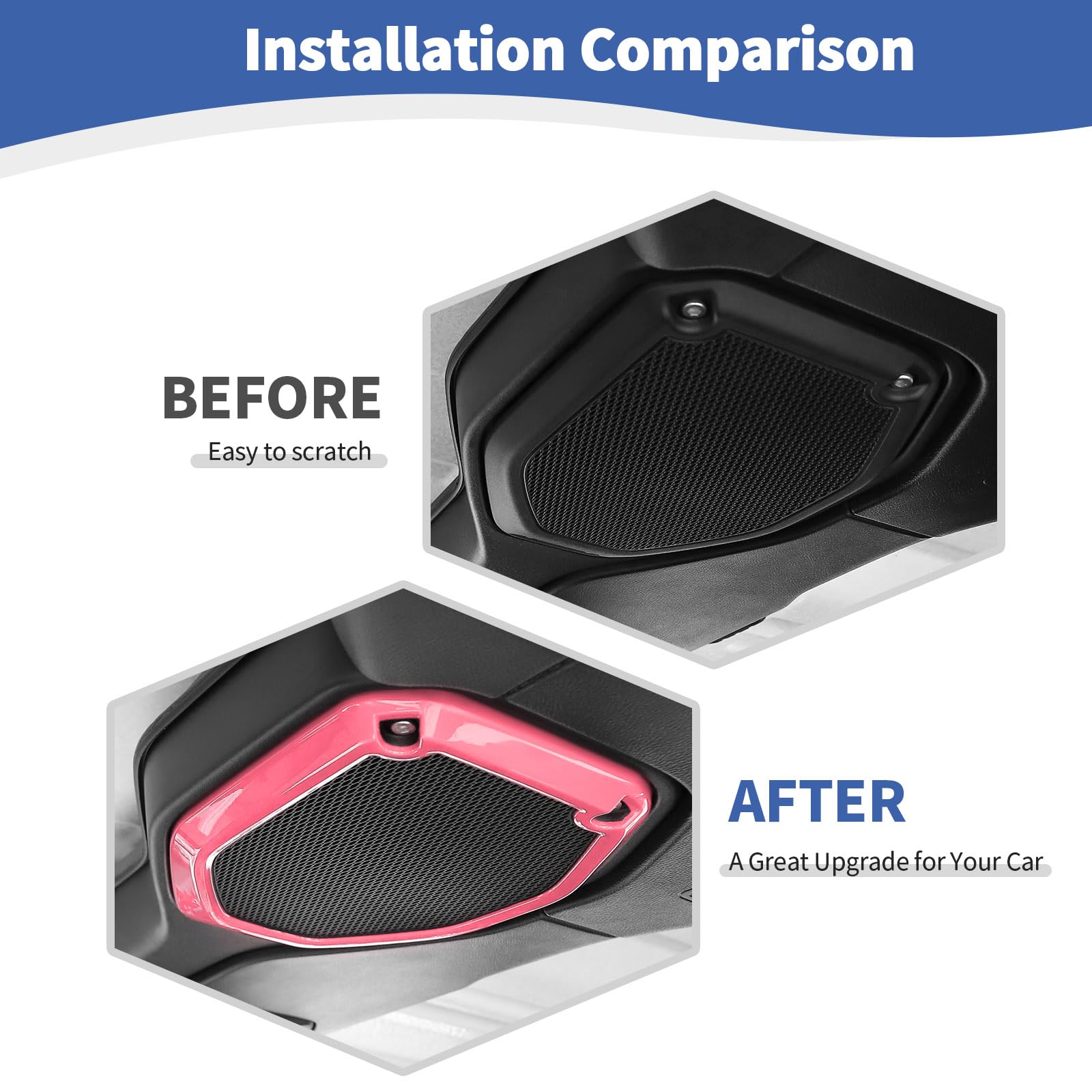 RT-TCZ Pink Roof Speaker Cover Trim for Jeep Wrangler JL/JLU & Gladiator JT (2018-2023) - 2pcs Interior Accessories - Perfect for Car Audio Upgrade & Off-Road Protection