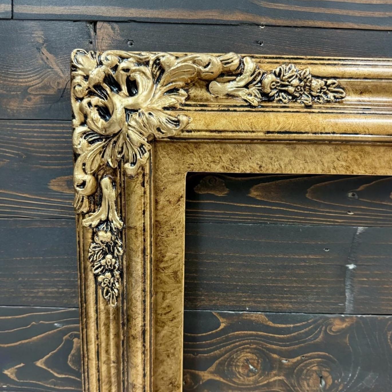 Handmade Wood Ornate TV Frame for Samsung The Frame TV - Fits 32, 43, 50 Inch Models - Elegant Marble Gold Finish (Not Compatible with Other Brands) | Perfect for Living Room Decor & Home Theater Setup
