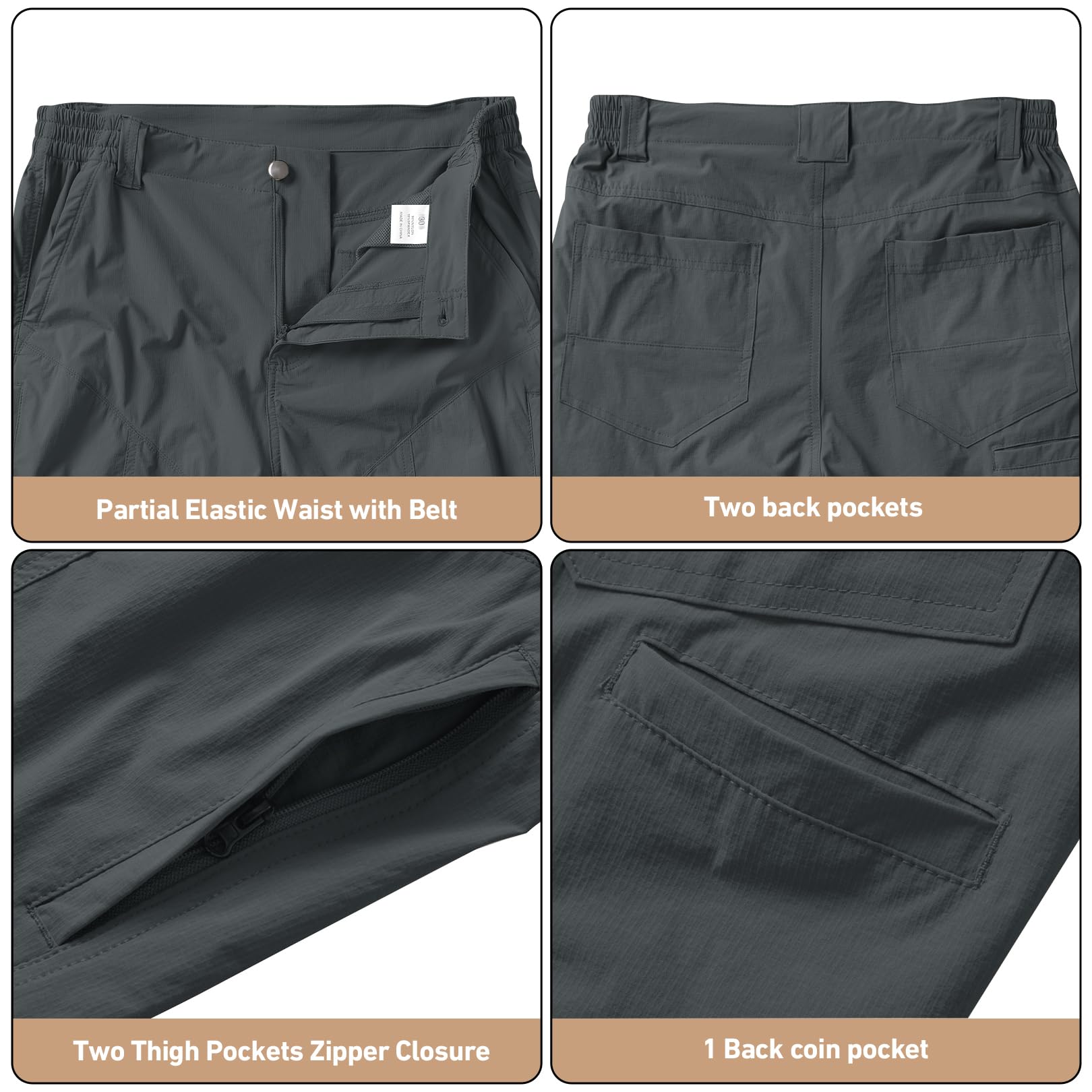 Linlon Men's Quick Dry Lightweight Hiking Cargo Shorts with Multiple Pockets - Perfect for Outdoor Activities like Fishing, Camping & Travel Adventures