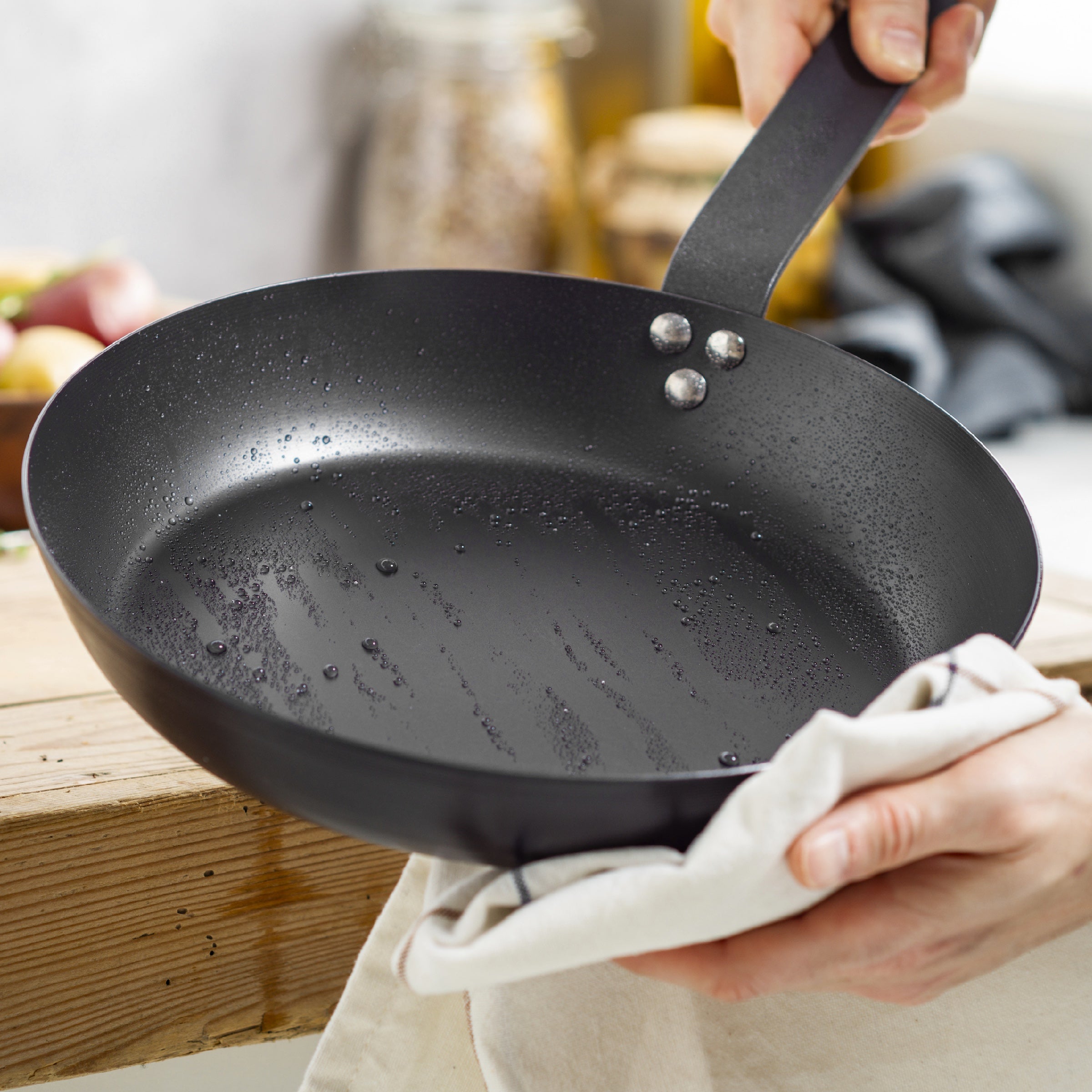 Bobby Flay by GreenPan 12-Inch Carbon Steel Fry Pan - Nonstick Skillet for Searing, Frying & Cooking Steak, Eggs & More - Perfect for Gas, Electric & Induction Stovetops