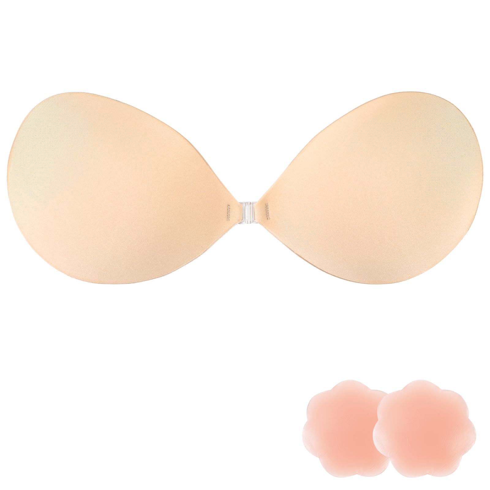 Sticky Strapless Push Up Bra with Nipple Covers - Silicone Adhesive Cups, Washable & Reusable - Perfect for Backless Dresses, Wedding Gowns & Special Occasions