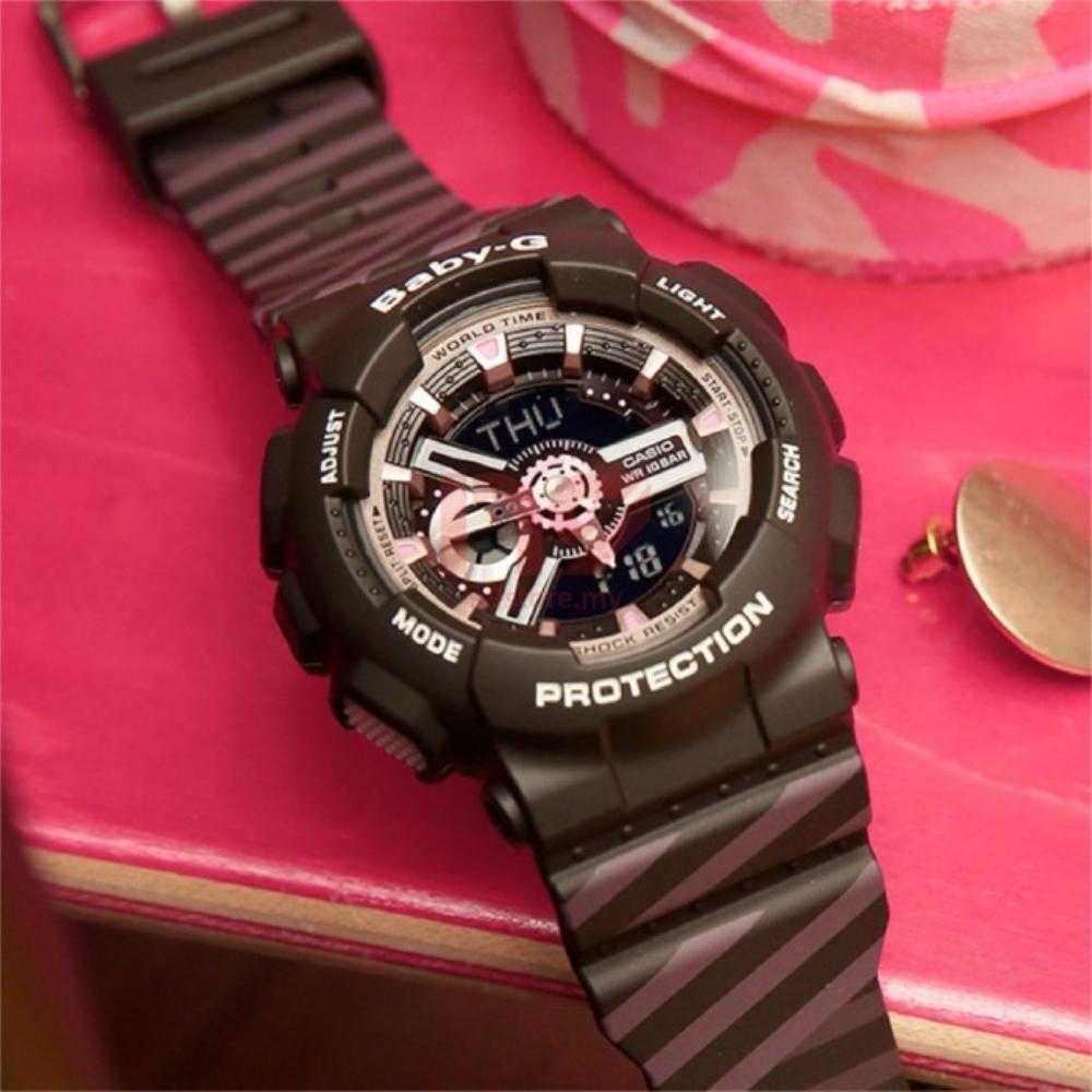 CASIO BABY-G BA-110CH-1ADR Digital Quartz Watch for Women - Black Resin Band, Shock Resistant, Water Resistant - Perfect for Sports, Outdoor Activities & Everyday Wear