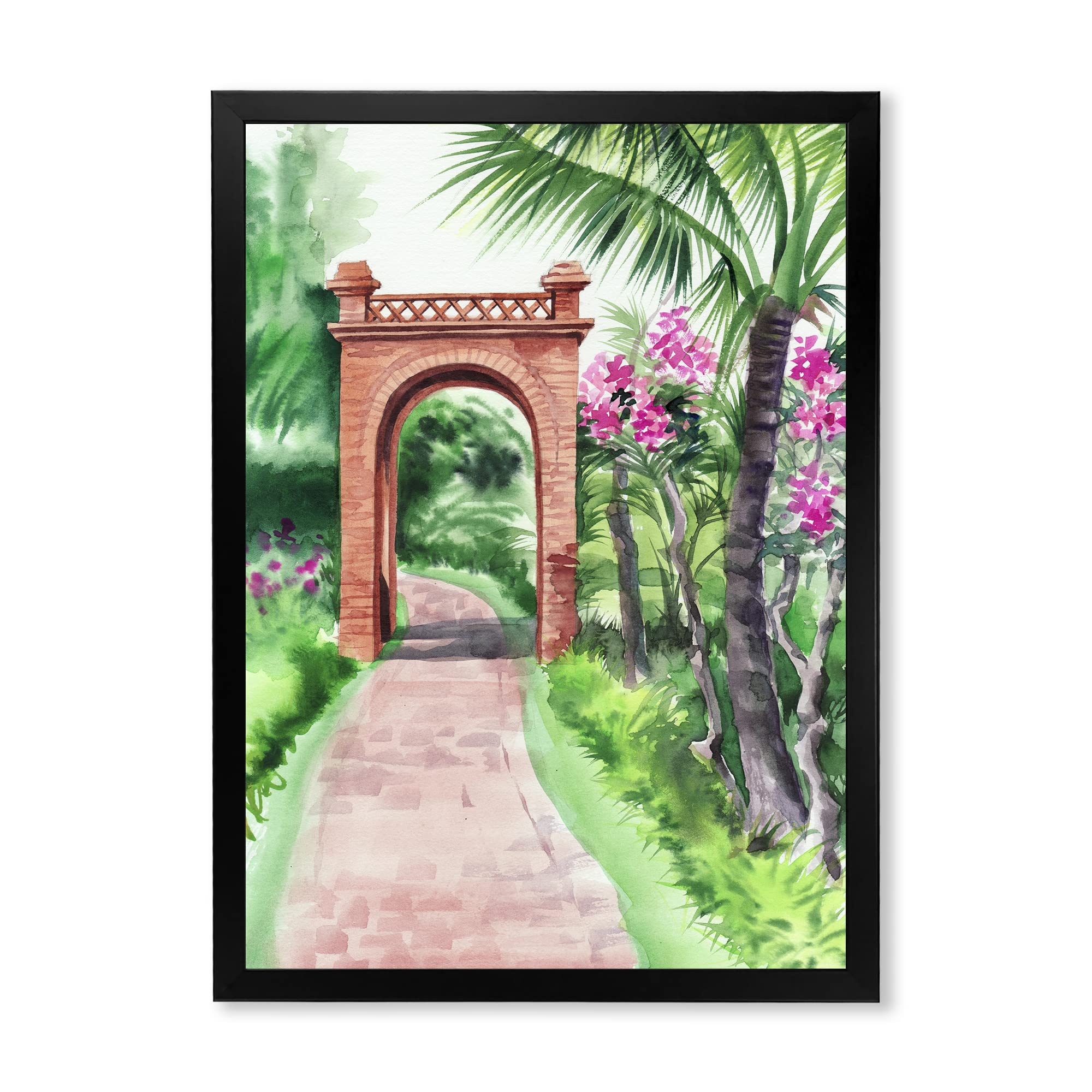 DesignQ Tropical Oasis Framed Wall Art - Nature Inspired Canvas Painting for Home & Office Decor - Boho Coastal Farmhouse Style Wall Decor - Perfect for Living Room, Bedroom, Beach House & Vacation Homes - Creates Relaxing Tropical Vibes - Ideal Housewarming Gift for Spas, Airbnb Rentals & Meditation Rooms - Serene Wall Art for Coastal, Boho & Farmhouse Interior Design - Enhance Your Home, Office or Relaxation Space with Beautiful Tropical Wall Decor