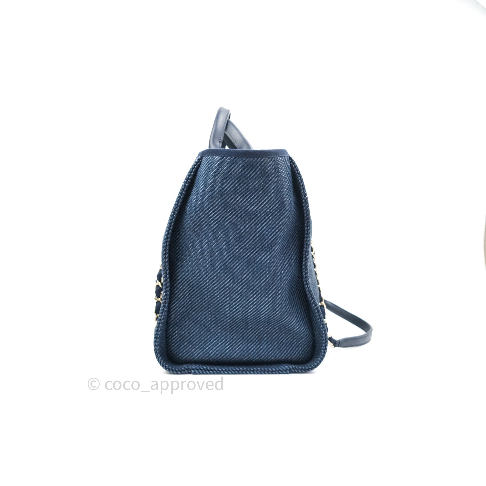 Chanel Canvas Large Deauville Tote Bag - Navy Blue 20A Collection - Luxury Designer Handbag for Women - Perfect for Travel, Work & Everyday Use
