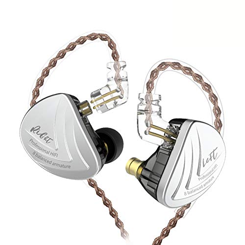 Kinboofi KZ AS16 Professional In-Ear Monitor Earphones with 8 Balanced Armature Drivers per Side - High Fidelity Stage Monitor Earbuds for Musicians & Audiophiles (Black, No Mic) - Perfect for Live Performances, Studio Recording & Critical Listening