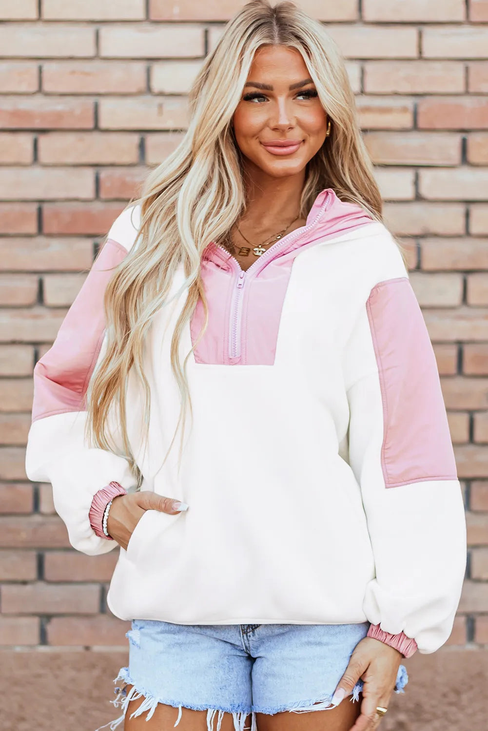 Color Block Half Zip Long Sleeve Hoodie for Men & Women | Trendy Pullover Sweatshirt with Kangaroo Pocket | Perfect for Casual Wear, Gym, and Outdoor Activities