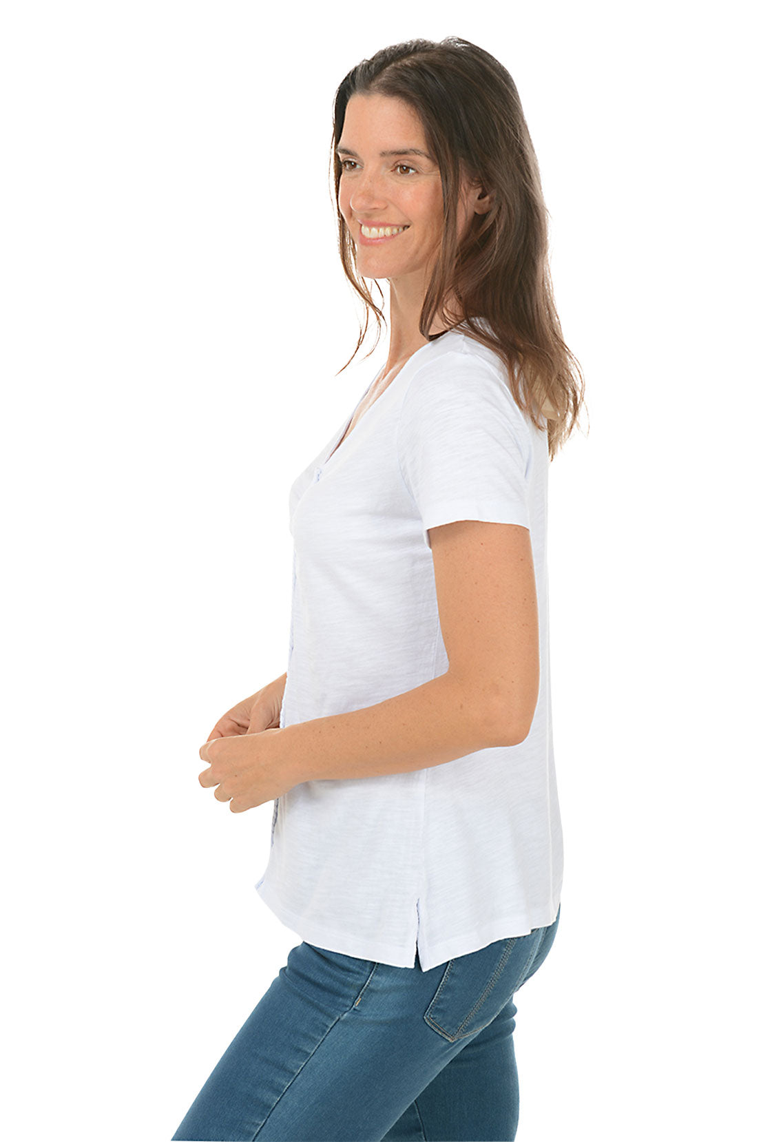 Braided Front Slub Knit Tee for Women - Soft Casual Short Sleeve T-Shirt - Perfect for Everyday Wear, Outings & Layering
