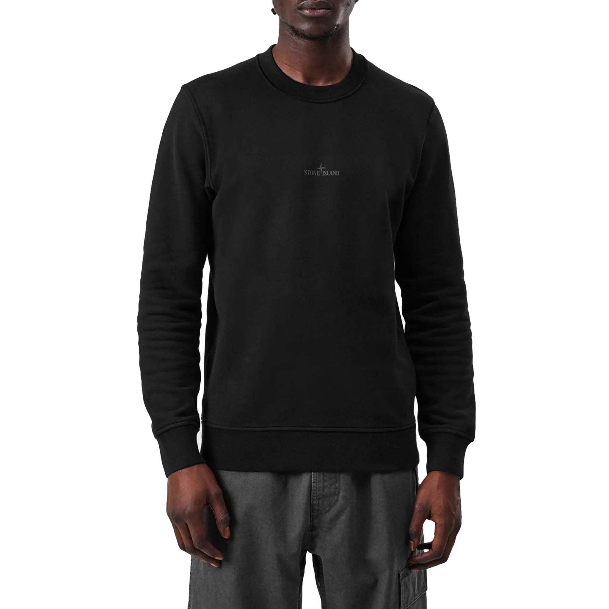 Stone Island Men's Dial Logo Black Sweatshirt | Casual Pullover Hoodie for Streetwear & Urban Fashion | Perfect for Everyday Wear & Outdoor Activities