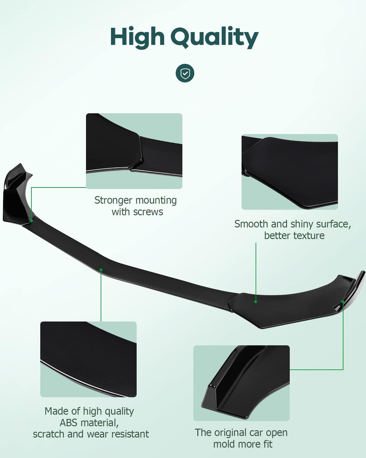 SCITOO Universal Front Lip Spoiler - Glossy Black Adjustable Bumper Lip for Cars | Enhances Aerodynamics & Sporty Look | Perfect for Street Racing & Car Shows