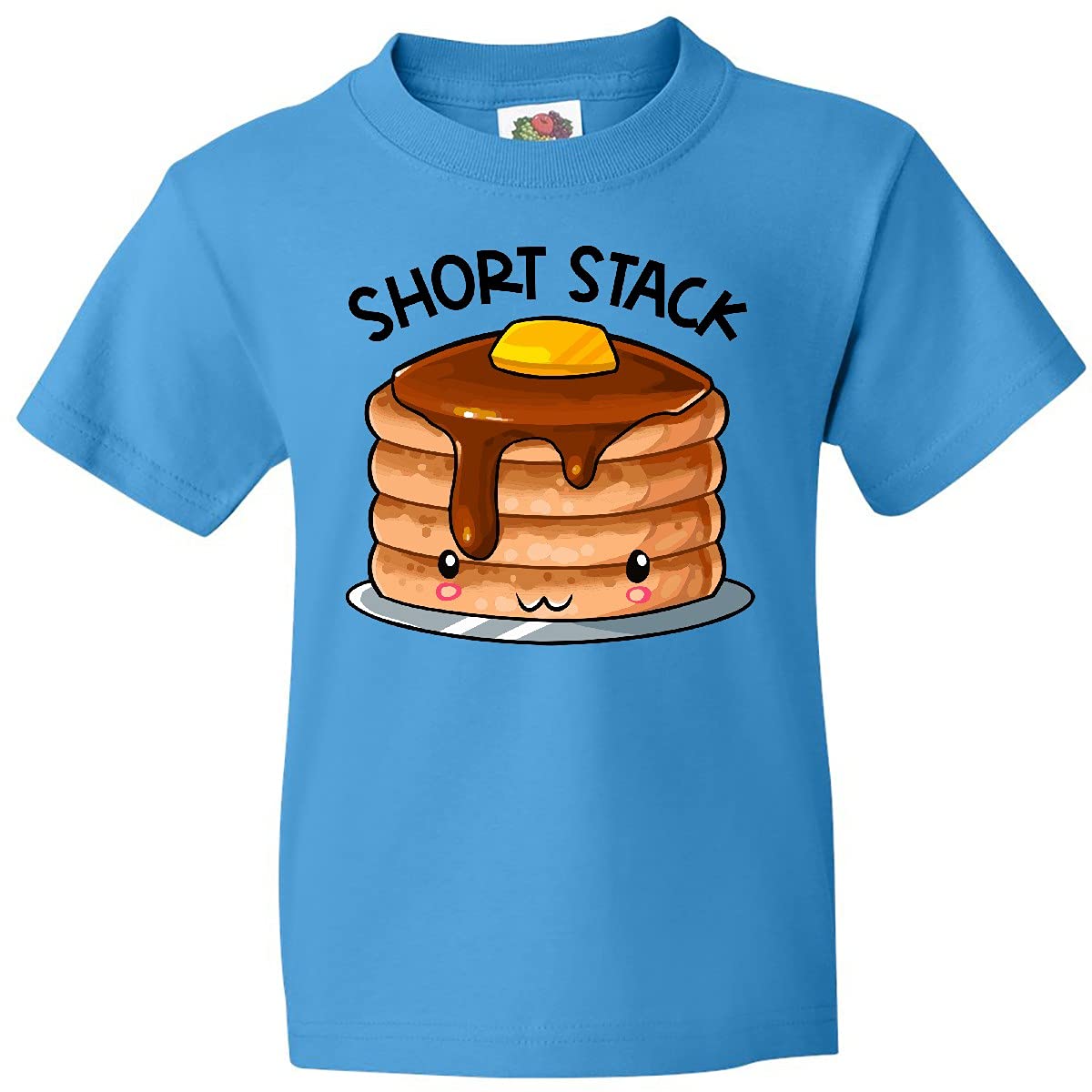 Inktastic Short Stack Cute Pancake Breakfast Youth T-Shirt - Fun Kids Graphic Tee for School, Playdates & Family Breakfasts