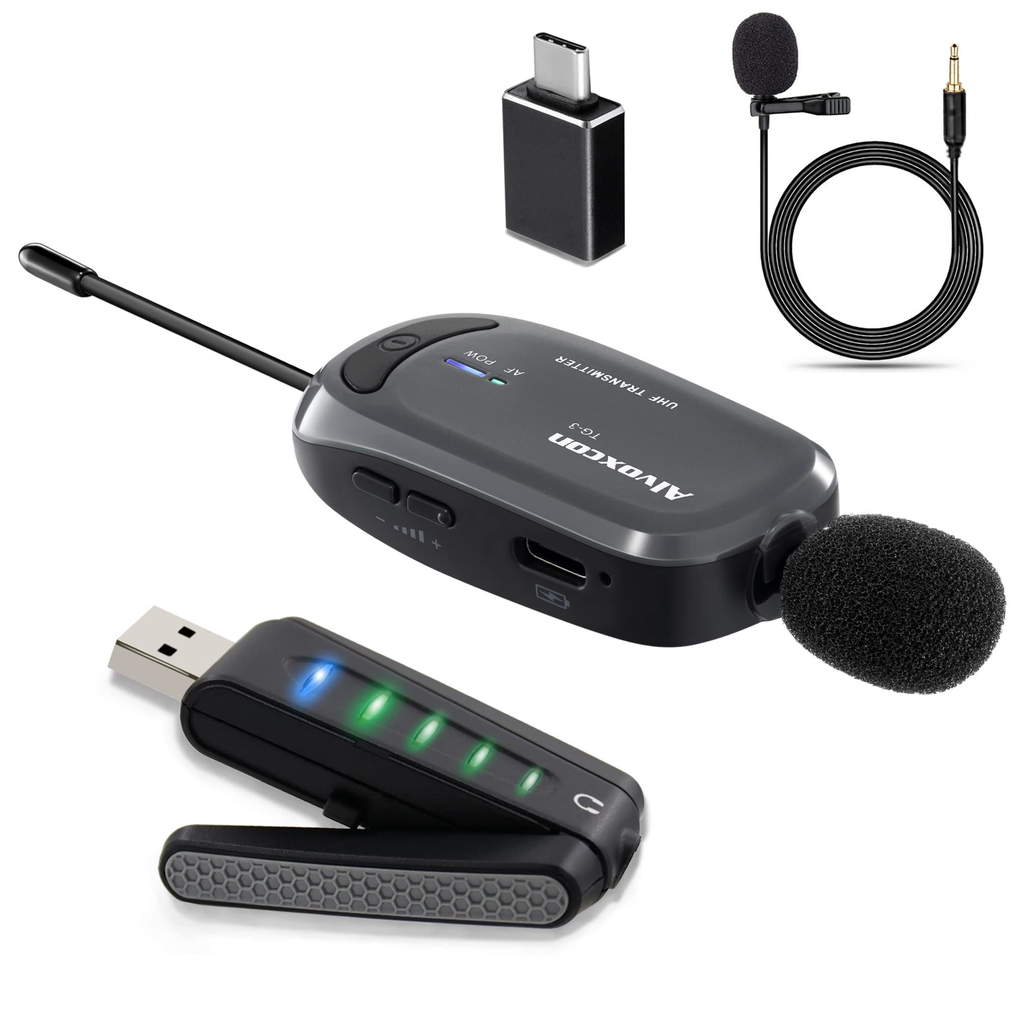 **Alvoxcon Wireless Lavalier Microphone - USB Clip-on Mic for PC, MacBook, Android, Laptop, Speaker - Perfect for Zoom Meetings, Podcasting, YouTube Videos, Vlogging, Online Teaching & Conference Calls**