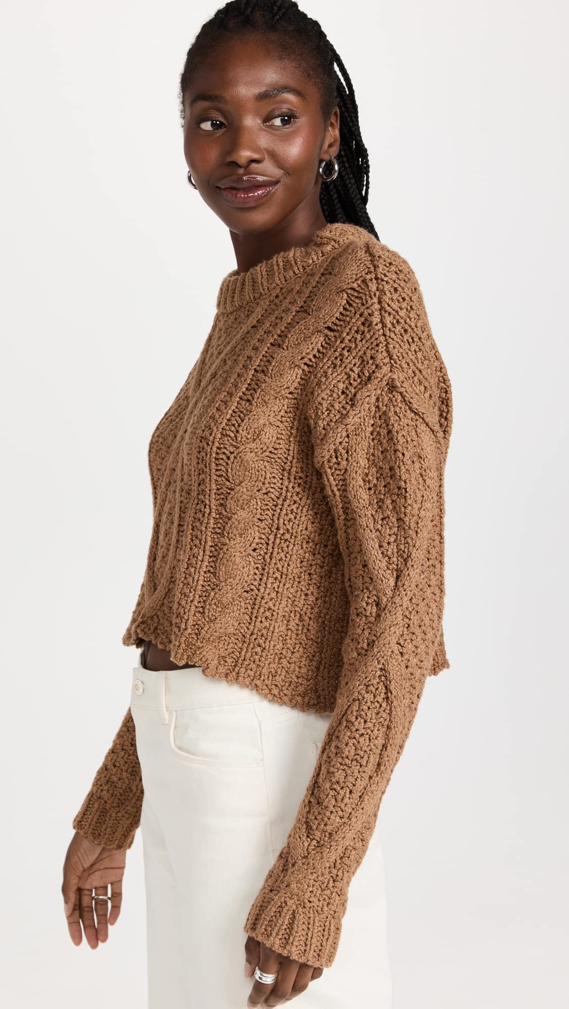 Free People Women's Cable Knit Sweater - Soft & Cozy Winter Pullover for Casual Outfits & Layering
