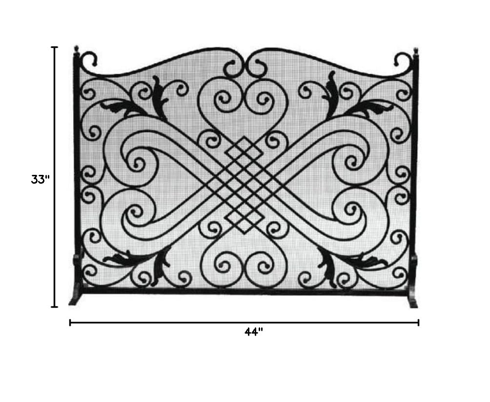 Black Wrought Iron Arched Panel Screen - 33 Inch Room Divider for Home Decor, Garden Partition & Indoor Privacy Screen